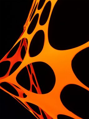 Wandteppich Schwarzlicht Segel Spandex "Psy Suzy Square" Orange, 1x1m, PSYWORK, UV-aktiv, leuchtet unter Schwarzlicht