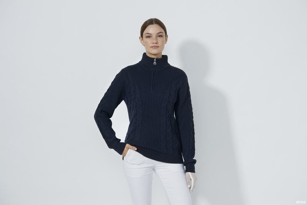 Daily Sports Trainingspullover Daily Sports Golf Pullover Kabelstrick Lining Navy Damen