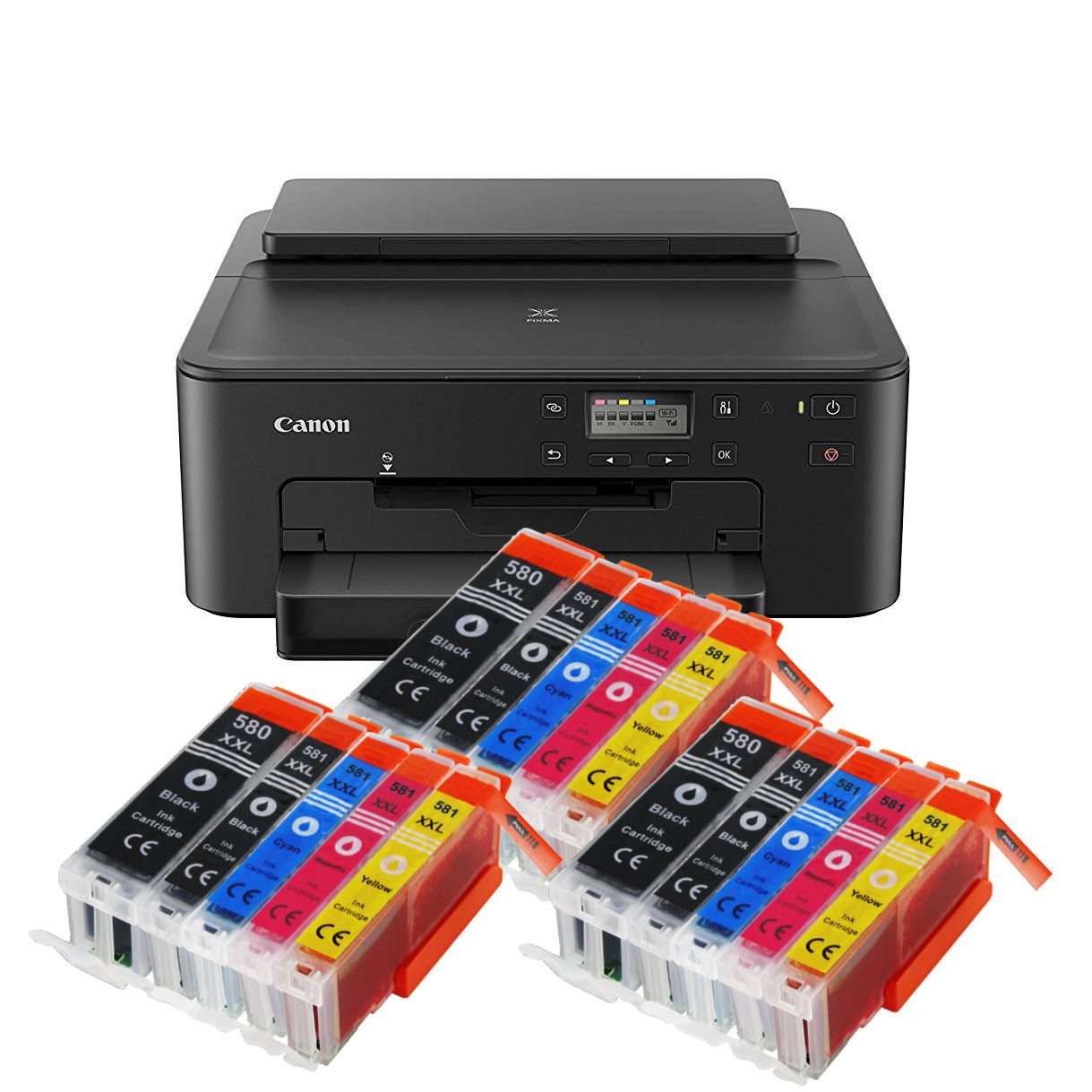 Canon Pixma TS705a Tintenstrahldrucker mit 15 kompatiblen XXL Patronen Tintenstrahldrucker