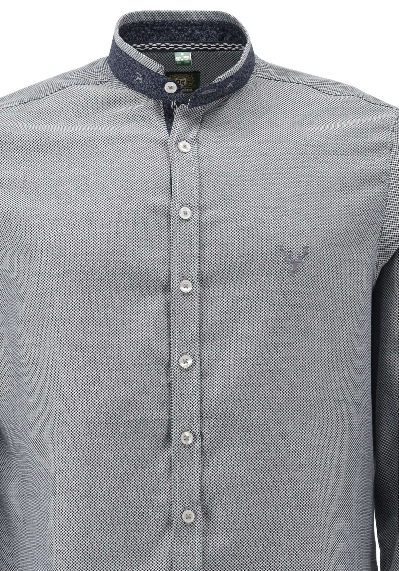 OS Trachten Trachtenhemd Tomno Slim Fit, 1/1-Arm, Stehkragen