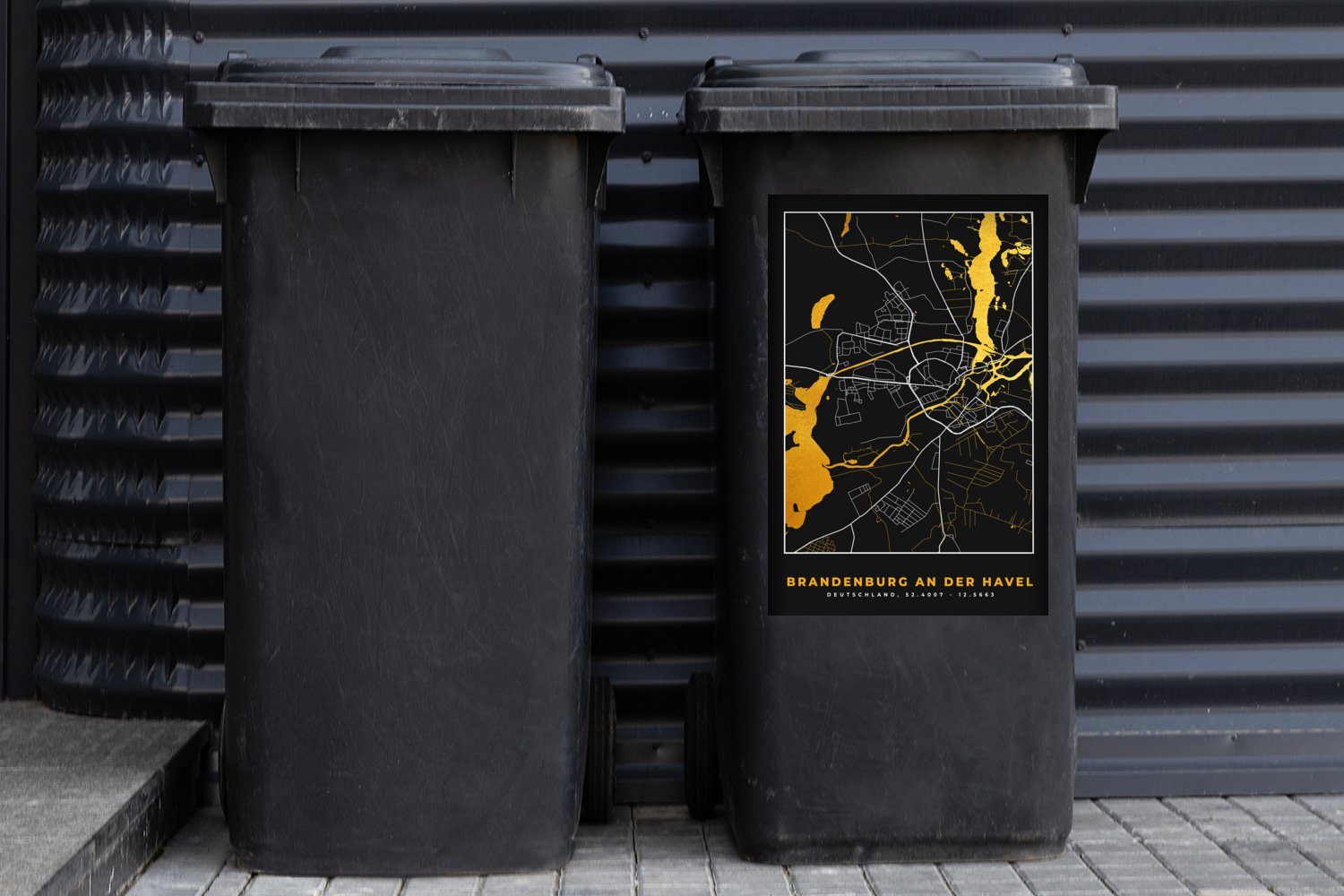 Abfalbehälter - Der MuchoWow - Container, - Havel An - Stadtplan Sticker, Wandsticker Brandenburg Gold Mülltonne, Mülleimer-aufkleber, Deutschland St), (1 Karte