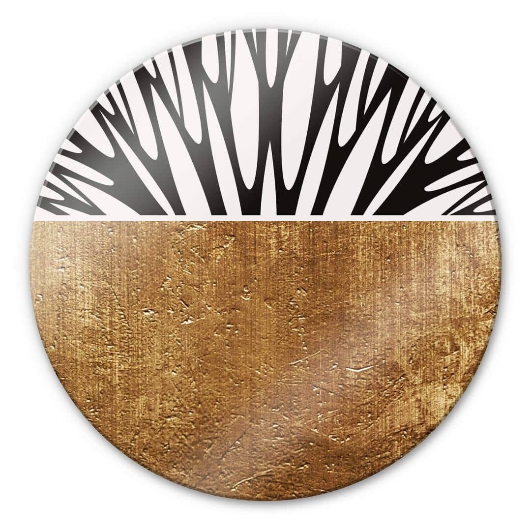 K&L Wall Art Glasbild Glas Wandbild Rund Glasbild Kubistika Baum des Lebens Gold, Wandschutz Deko Bilder