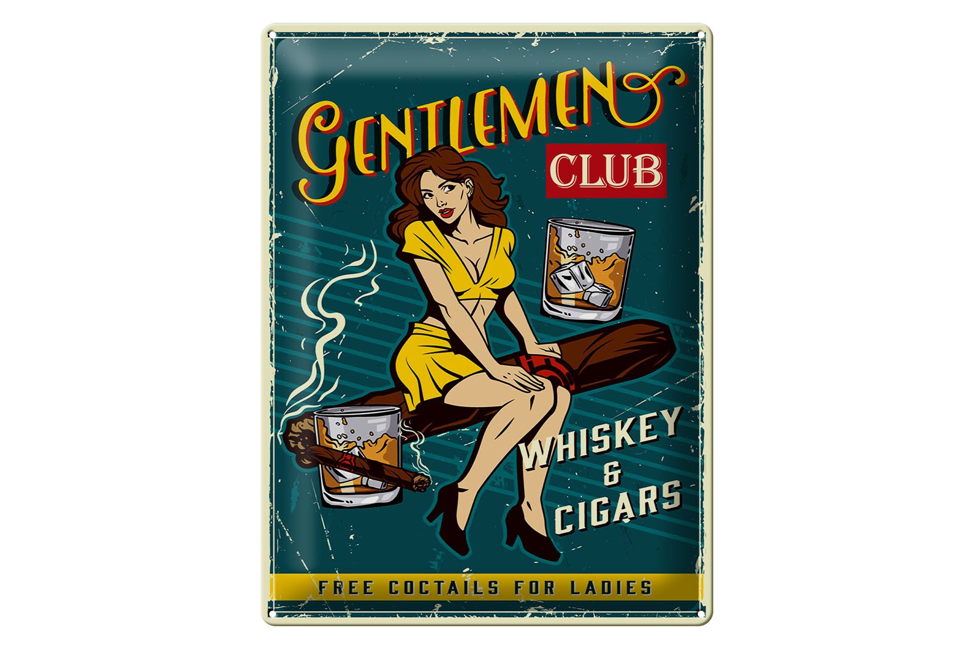 Metallschild Spruch 30x40 cm Gentlemen whiskey and cigars club