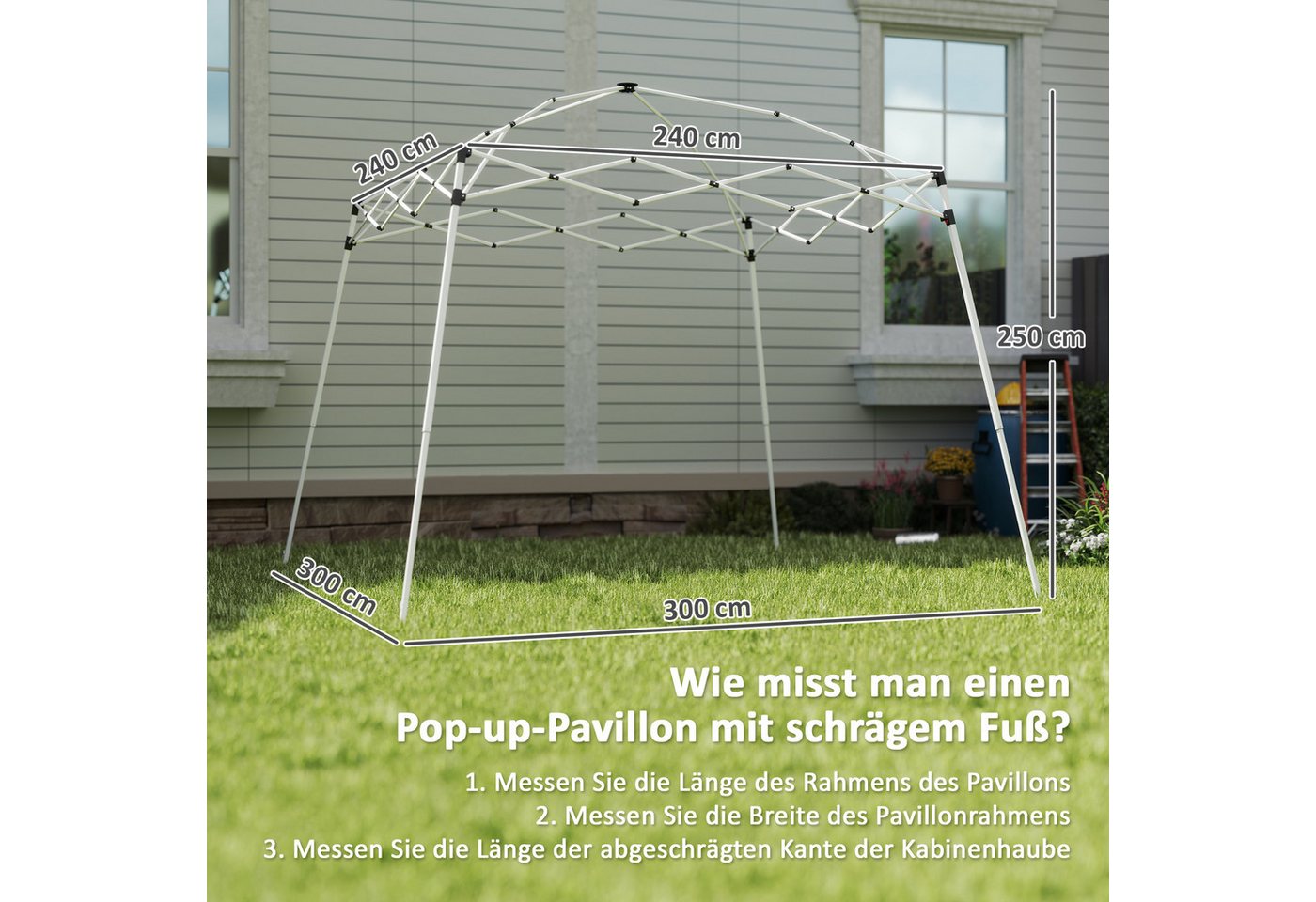 Thumbnail - Outsunny Pavillon-Ersatzdach wasserabweisend, stabil, winterfest, sturmfest, 300 x 300 cm