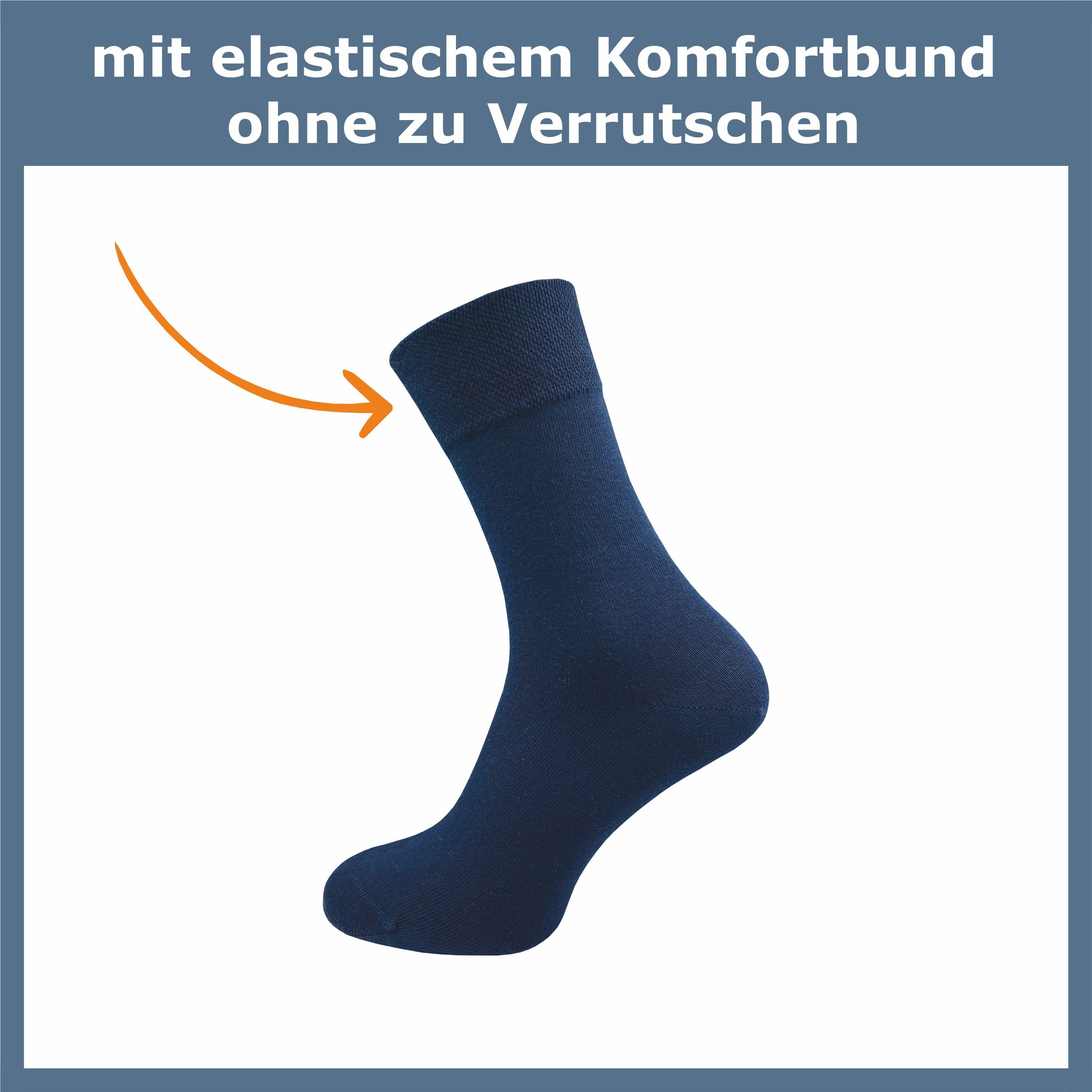 GAWILO Socken für doppelt & blau aus Komfortbund gekämmter grau ohne & Herren Premium drückende - schwarz, Paar) - Naht Damen hochwertiger, Baumwolle (6