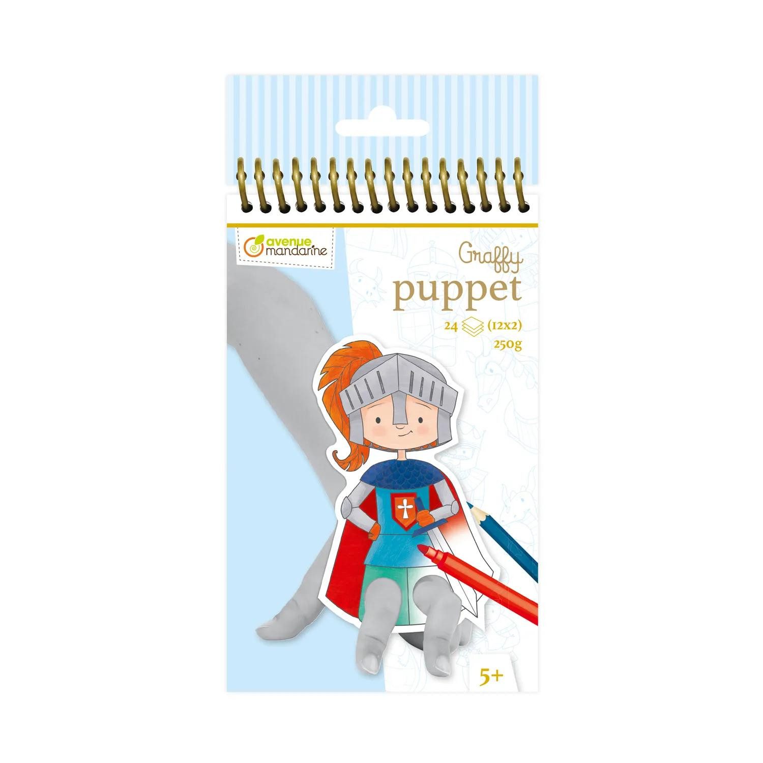 Avenue Mandarine Malvorlage 5x Graffy Puppet, Drachen und Ritter - Gelb GY009O, Ausmalbuch