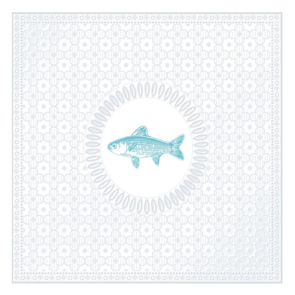 Sniff Papierserviette Medaillon Fish Pearl Aqua 15 Stück