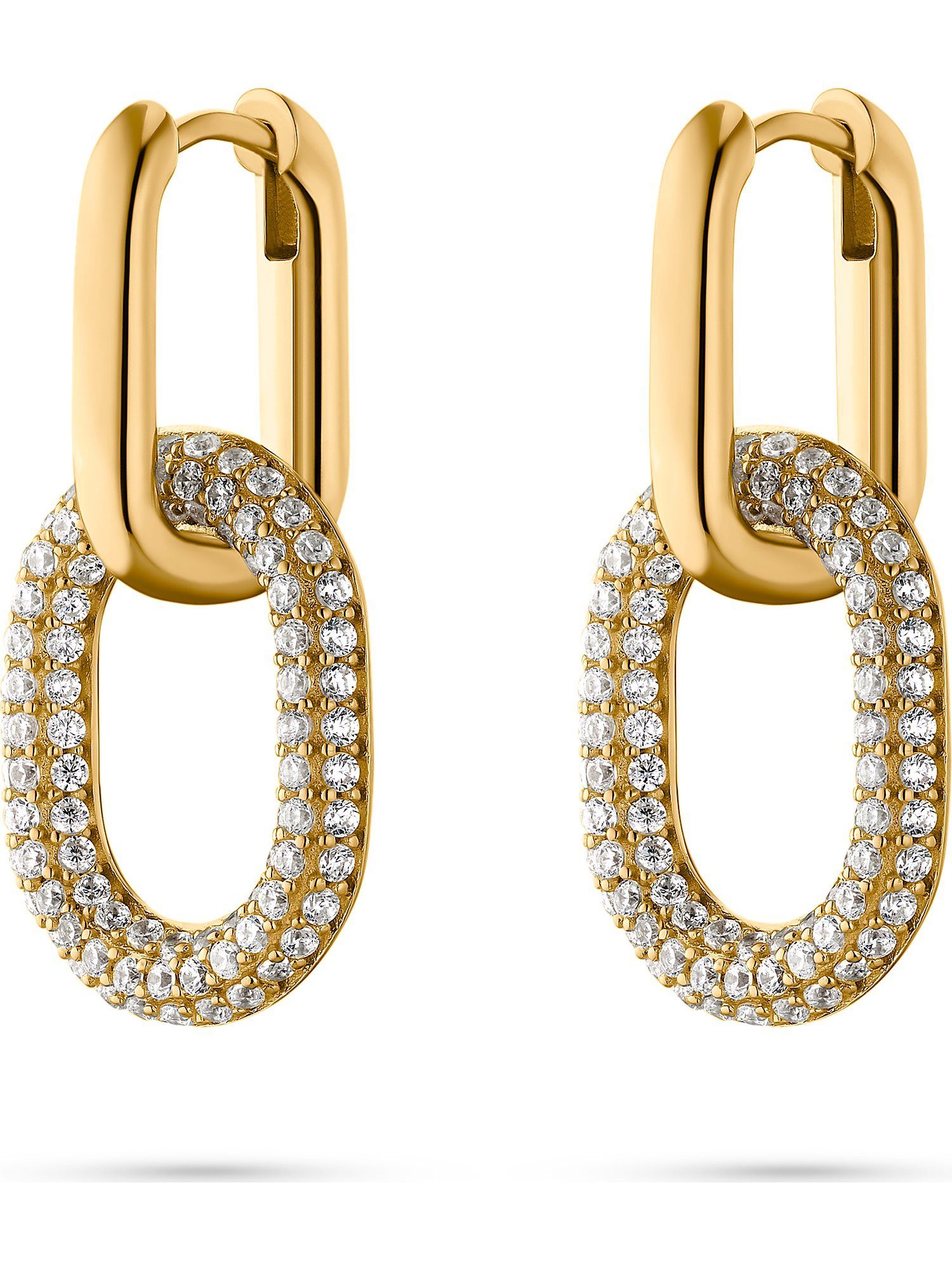 JETTE Paar Creolen JETTE Damen-Creolen 925er Silber 192 Zirkonia (Paar), LIQUID