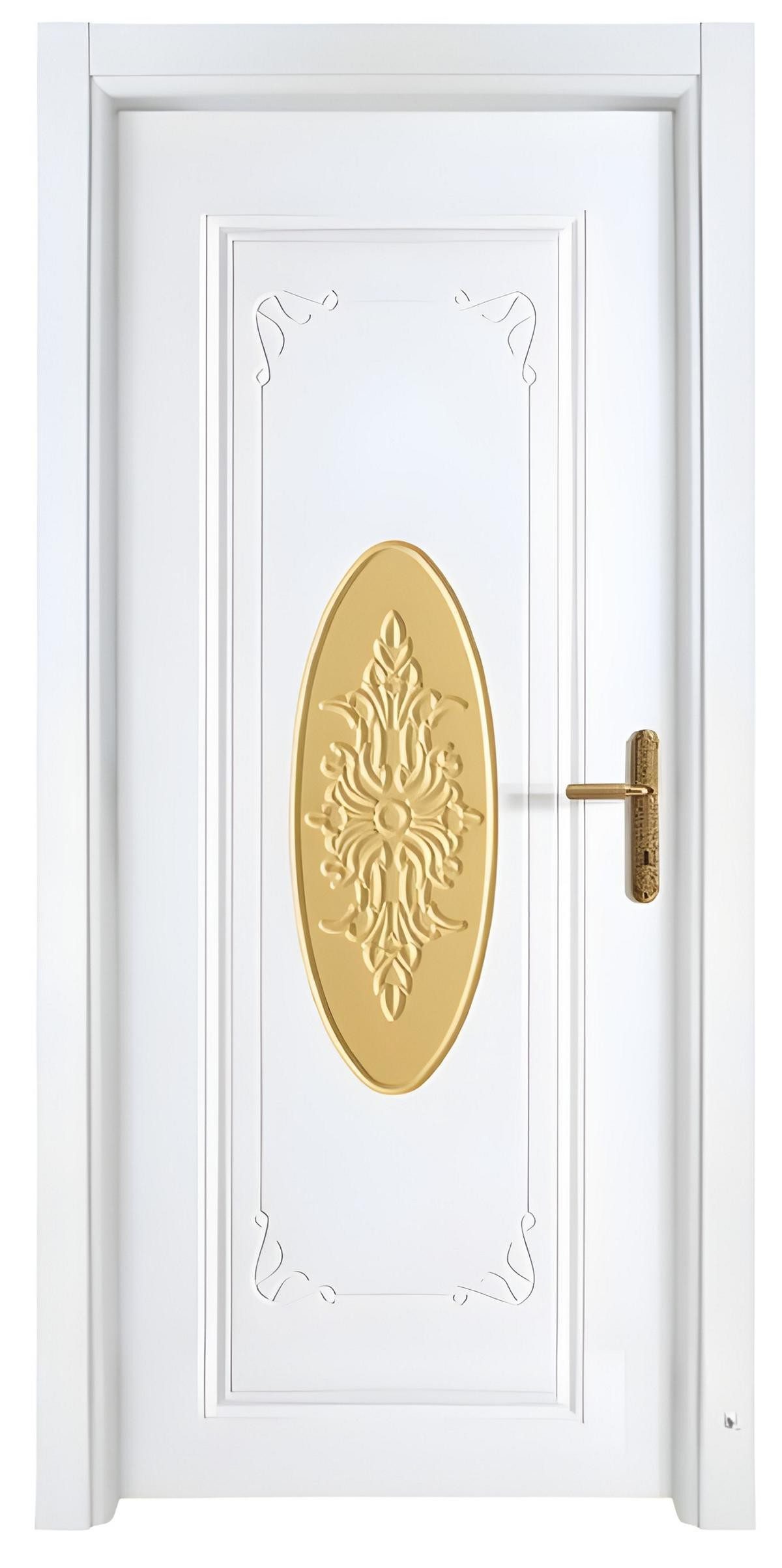 Xlmoebel Zimmertür Weiß-Goldene Designer Haustür aus edlem PVC, Made in Europa