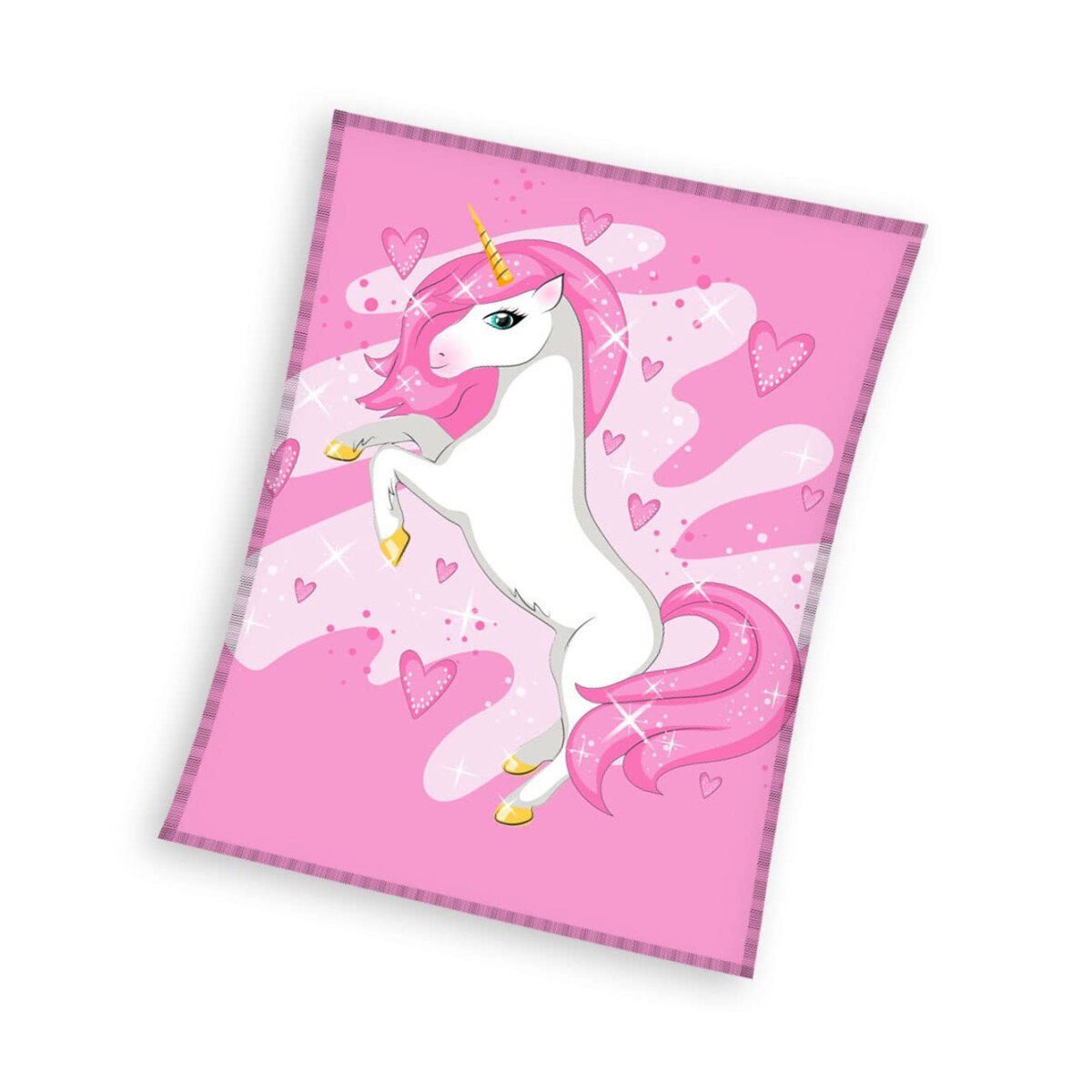 Wohndecke Einhorn Pink Heart Fleece Decke 150x200cm, einhorn, Geschenkidee günstig online kaufen