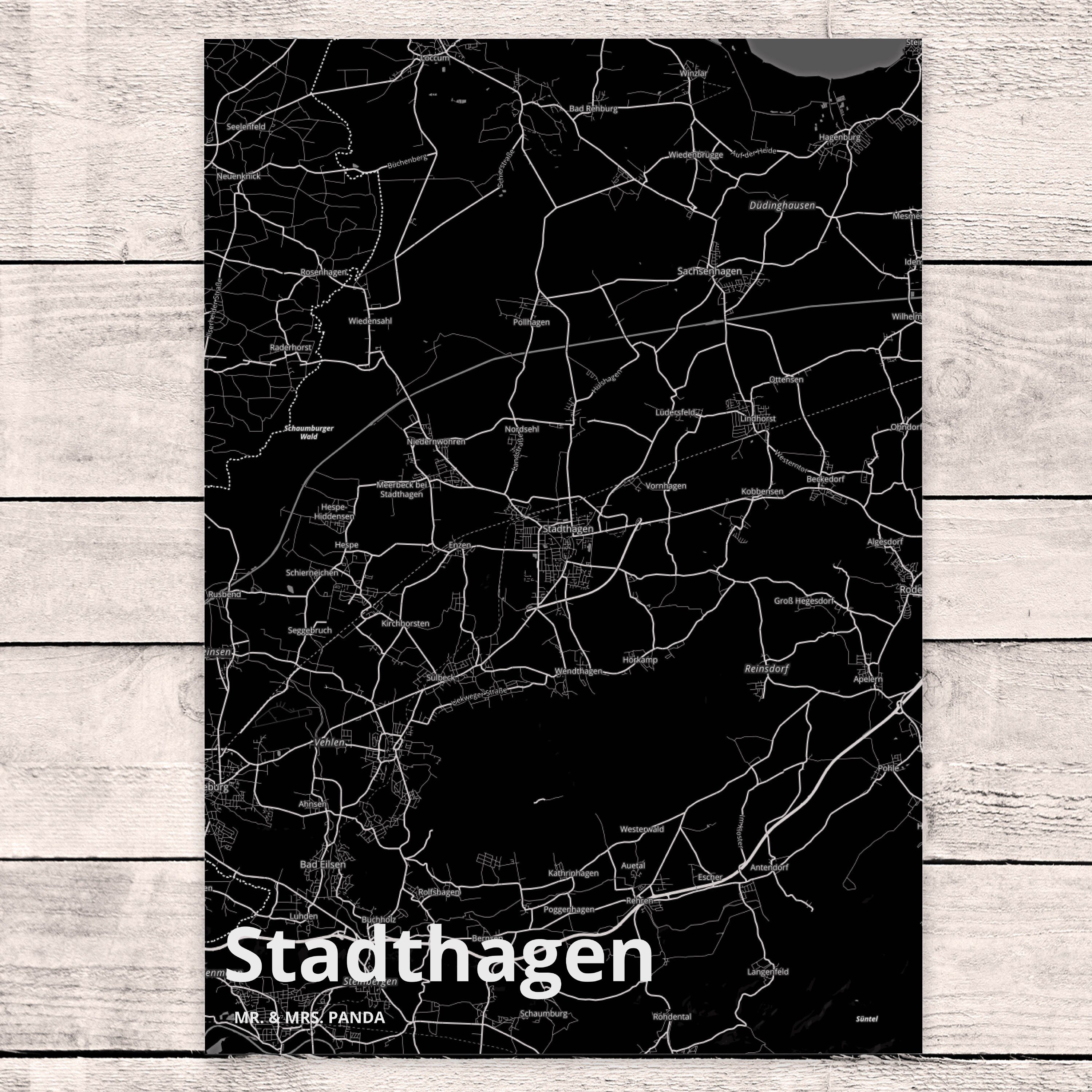 Mr. & Mrs. Städte, - Postkarte Dorf Landkarte Stadt Ort, Karte Panda Dorf, Stadthagen Geschenk