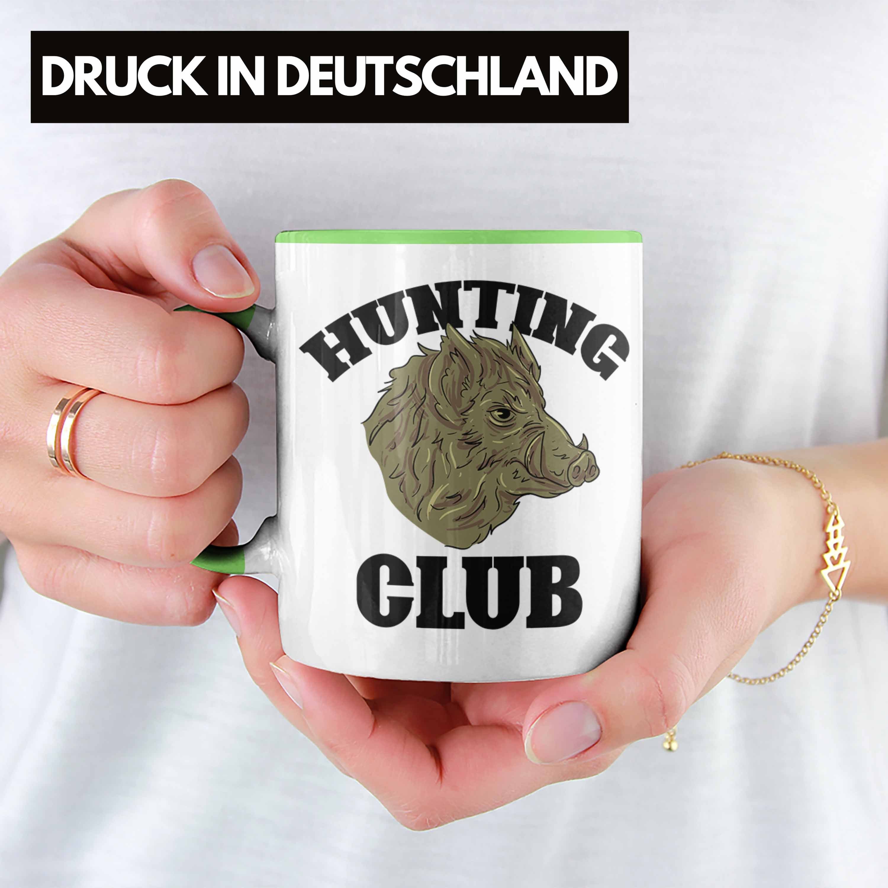 Club Tasse Grün Trendation Jag Tasse Hunting Geschenkidee Geschenk Jäger Wildschwein Spruch