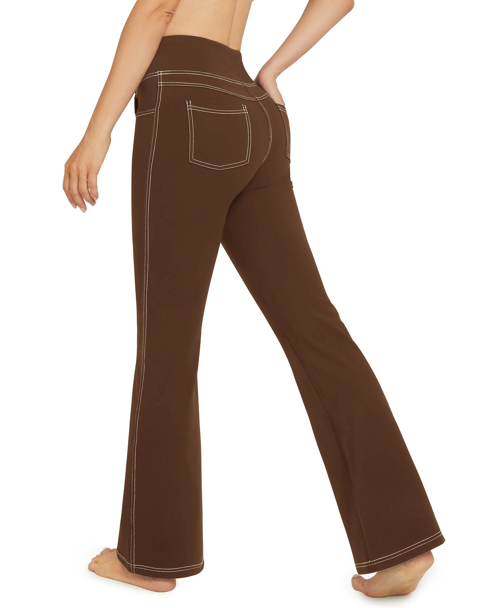 G4Free Schlaghose Damen Activewear-Hosen Bootcut Jeans Yoga Hosen Hohe Taille Training Schlaghose Fitness Arbeit Sporthose Klein /Regulär /Groß