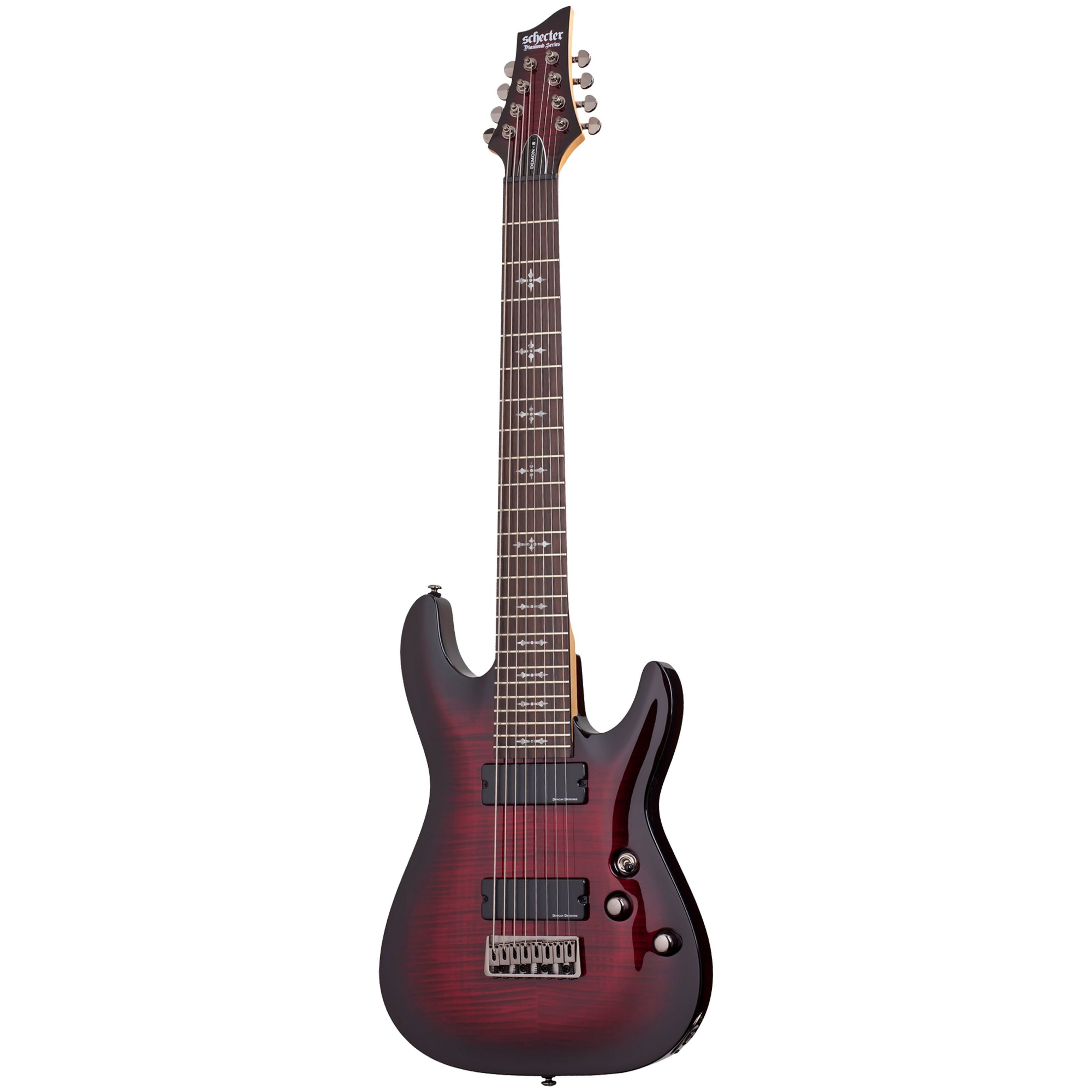 Schecter E-Gitarre, Demon-8 Crimson Red Burst - E-Gitarre