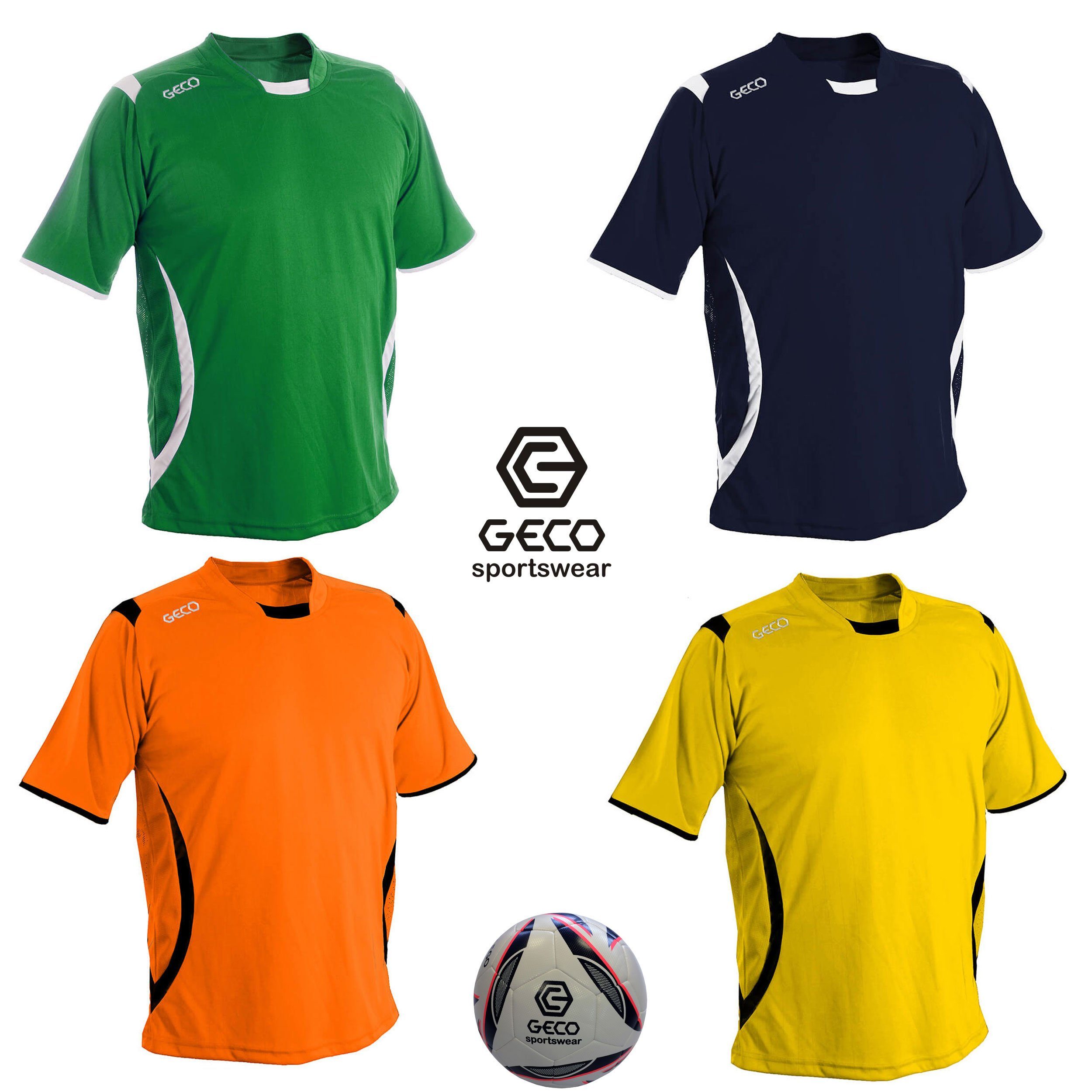 Geco Sportswear Fußballtrikot Fußballtrikot Geco Fußball Trikot Levante kurzarm zweifarbig seitliche Mesh Einsätze navy/weiß