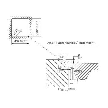 Schock Granitspüle Schock Cristadur Mono N-100 S FB flächenbündig Silverstone SIL, 48/50 cm