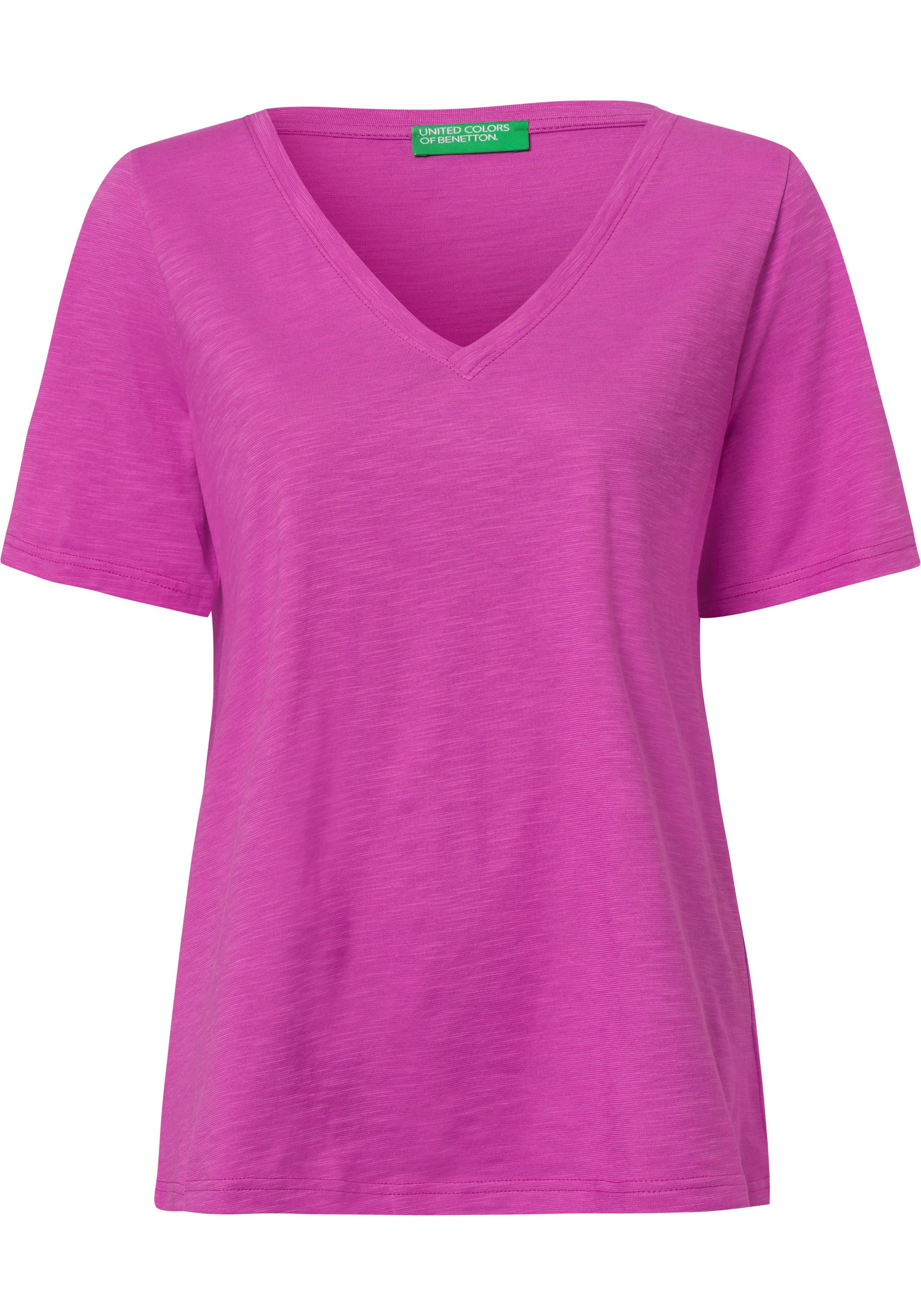 neuestes Schnäppchen United Colors T-Shirt aus Flammgarnjersey of fuchsia Benetton