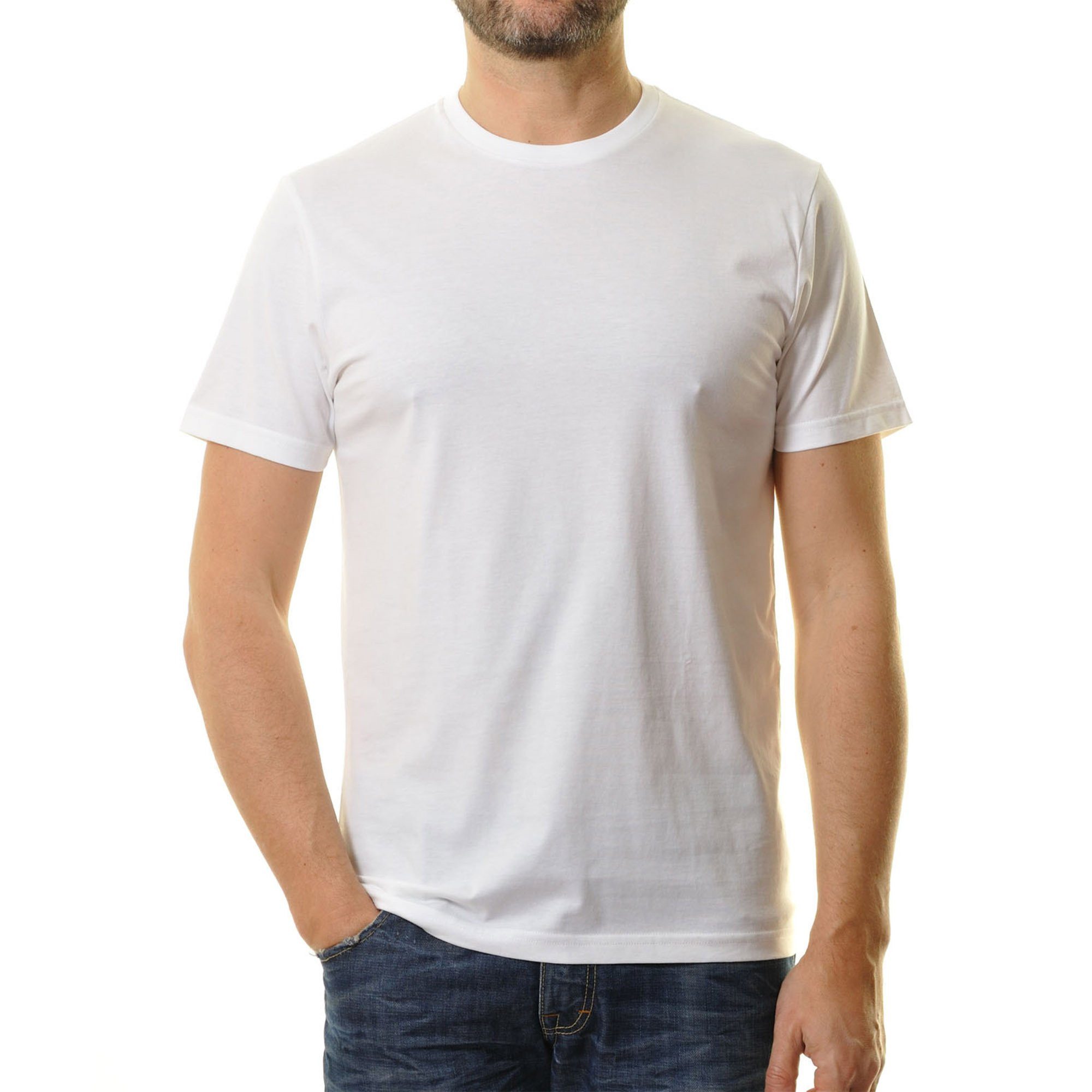 RAGMAN Unterhemd Herren T-Shirt 4er Pack Baumwolle (Packung, 4er Pack)
