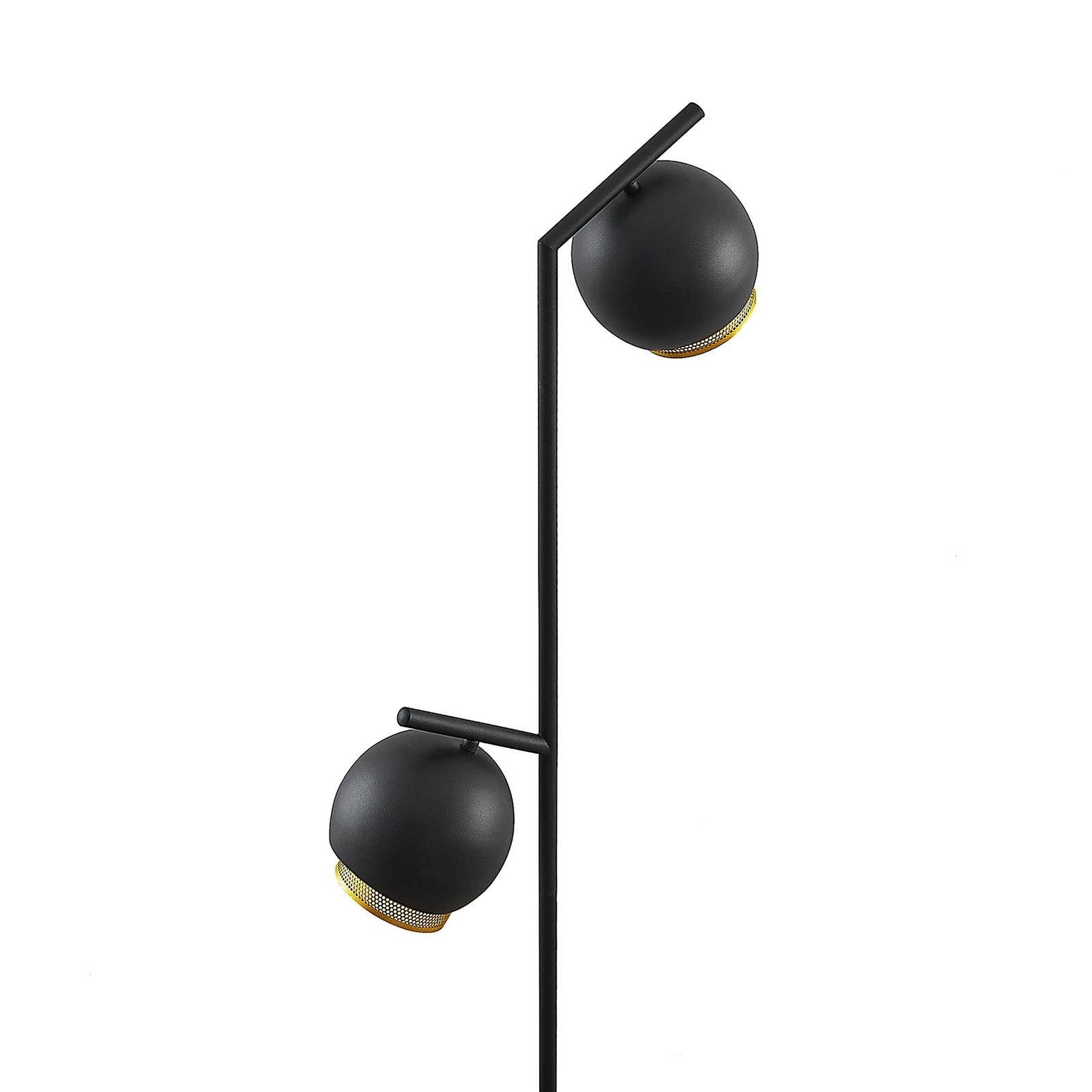 Modern, Leuchtmittel Stehleuchte Schwarz, 2 Sivaniel, Eisen, flammig, nicht Design inklusive, Stehlampe Lucande E14, gold,
