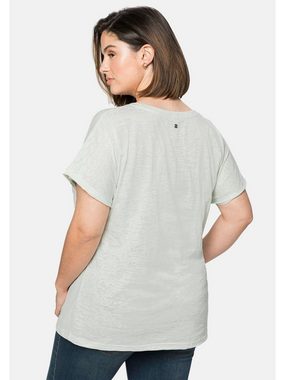 Sheego T-Shirt Große Größen mit Ausbrennermuster, leicht transparent