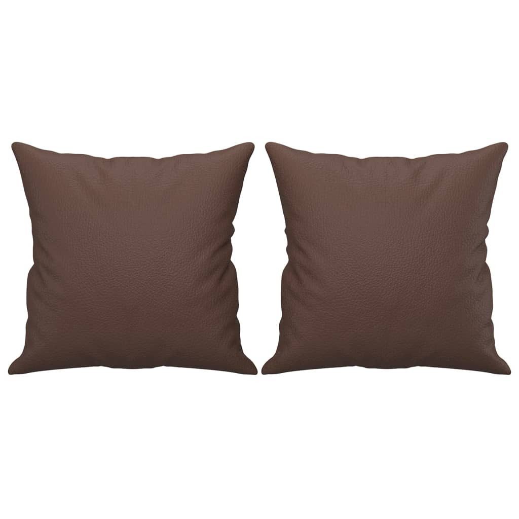 vidaXL Zierkissen Zierkissen 2 Stk. Braun 40x40 cm Kunstleder, (1 St)