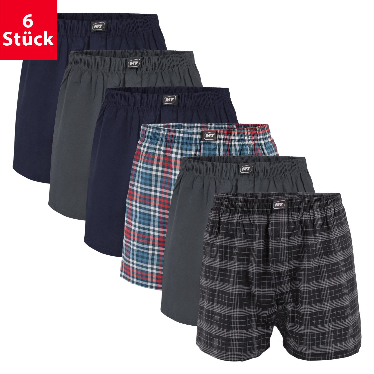 Boxershorts Herren Web Boxershorts (6er Pack) aus Baumwolle Webboxer Shorts