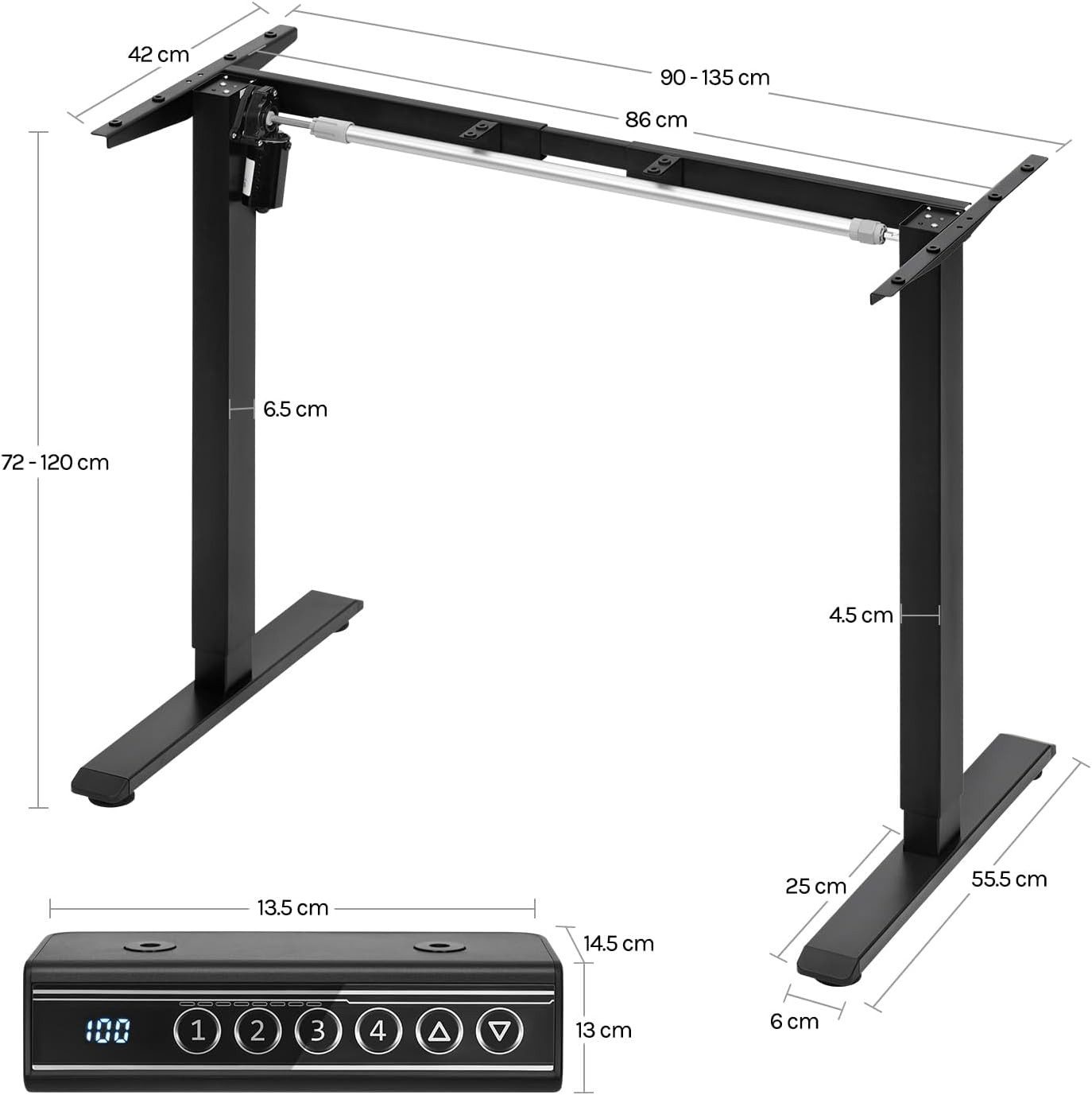 Woltu Schreibtisch, elektrisches Tischgestell, mit 4 Memory-Steuerung, USB-Ladeanschluss