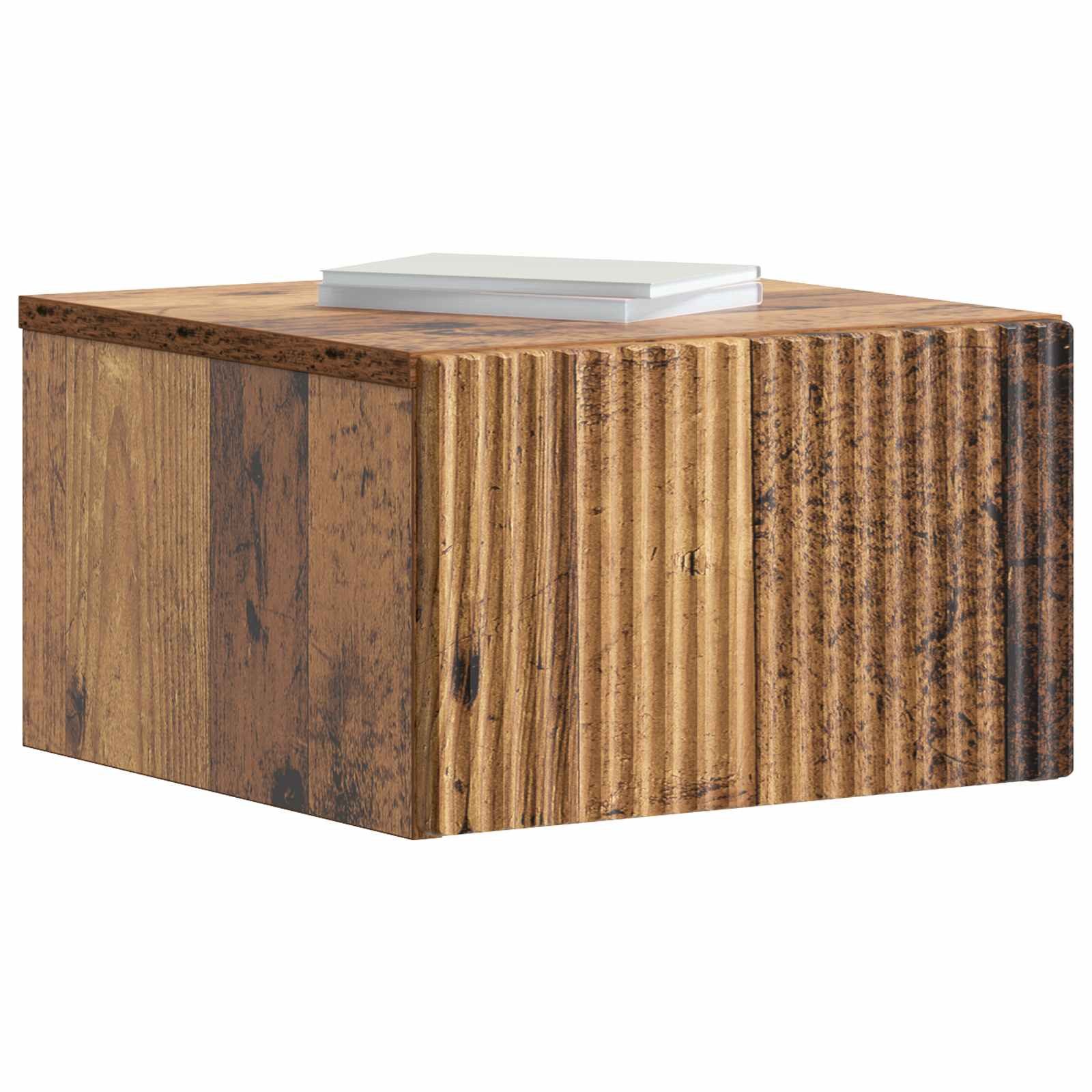furnicato Kleiderschrank Nachttisch Wandmontage 33 x 34,5 x 20 cm Altholz Stabile Nachtschränkchen mit Schublade und Platz für dein Schlafzimmer