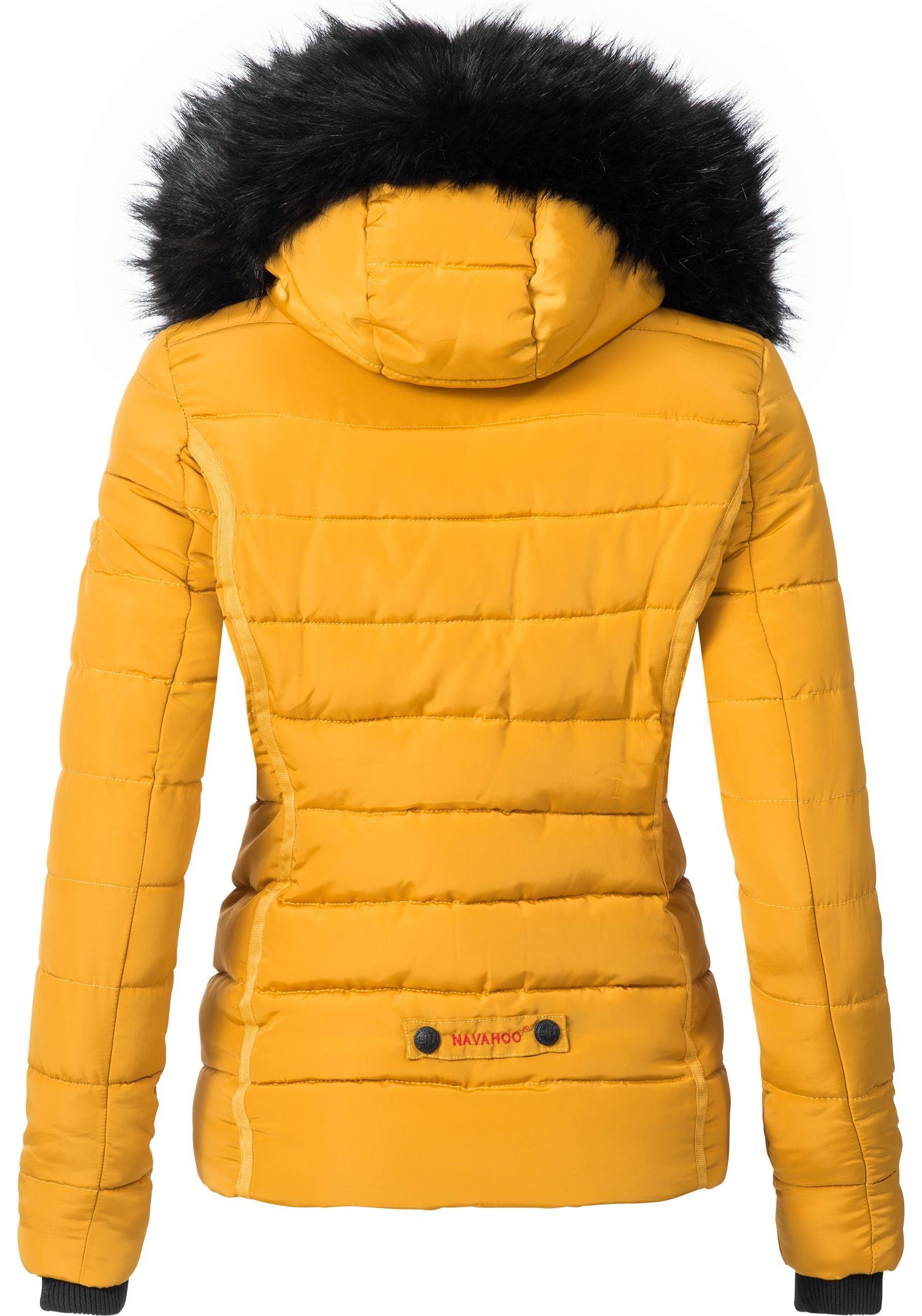 Navahoo Steppjacke Miamor hochwertige Winterjacke m. voluminöser Kunstpelz-Kapuze