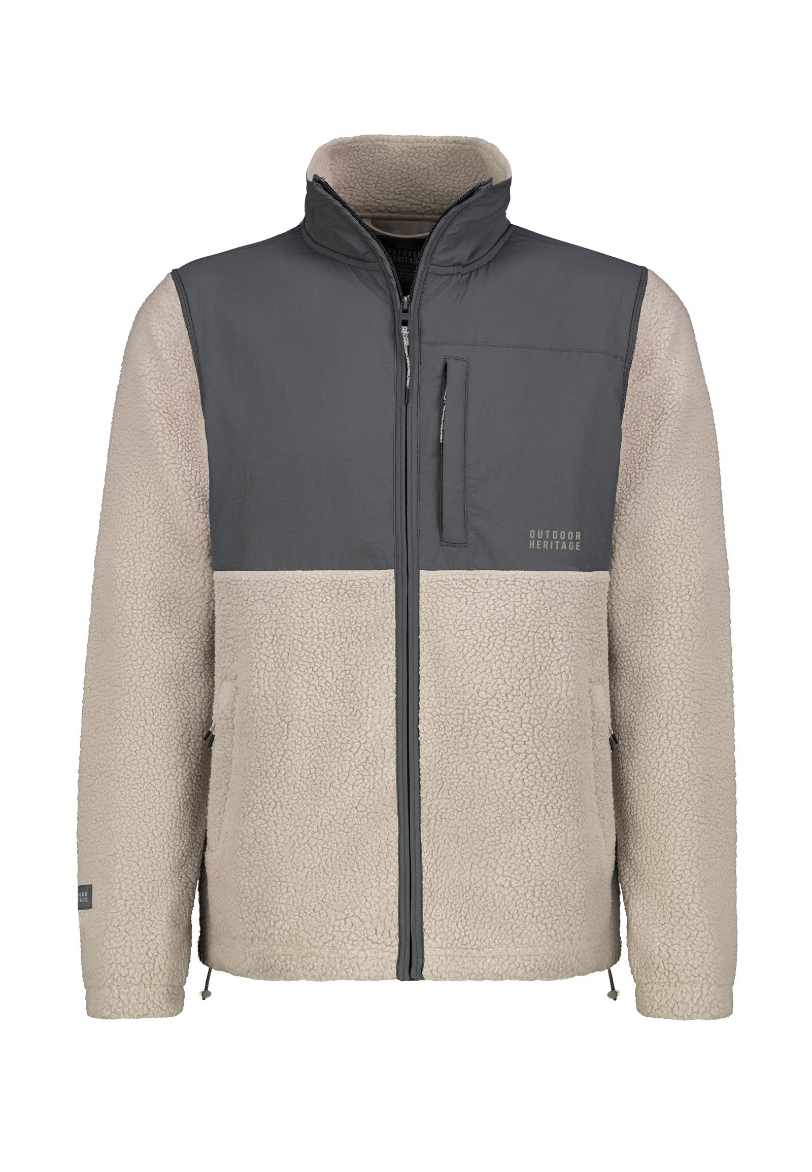 SUBLEVEL Fleecejacke Herren Teddyfleecejacke mit Brusttasche und Stehkr Fleecejacke Outdoorjacke Kuscheljacke