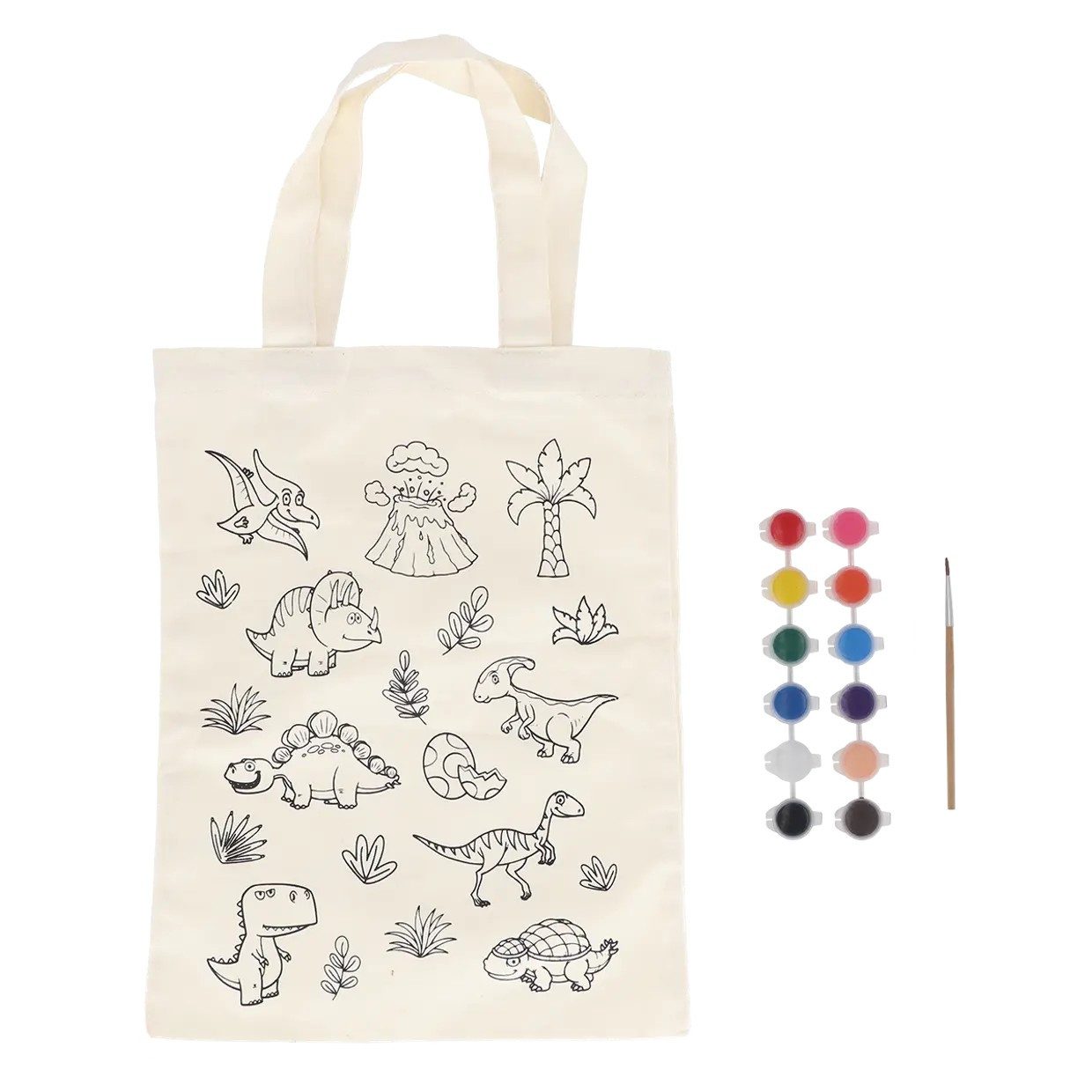 Esschert Design BV Tragetasche Ausmaltasche zum Selbstgestalten mit Dinosaurier Motiv (1-tlg), Zum Ausmalen geeignet
