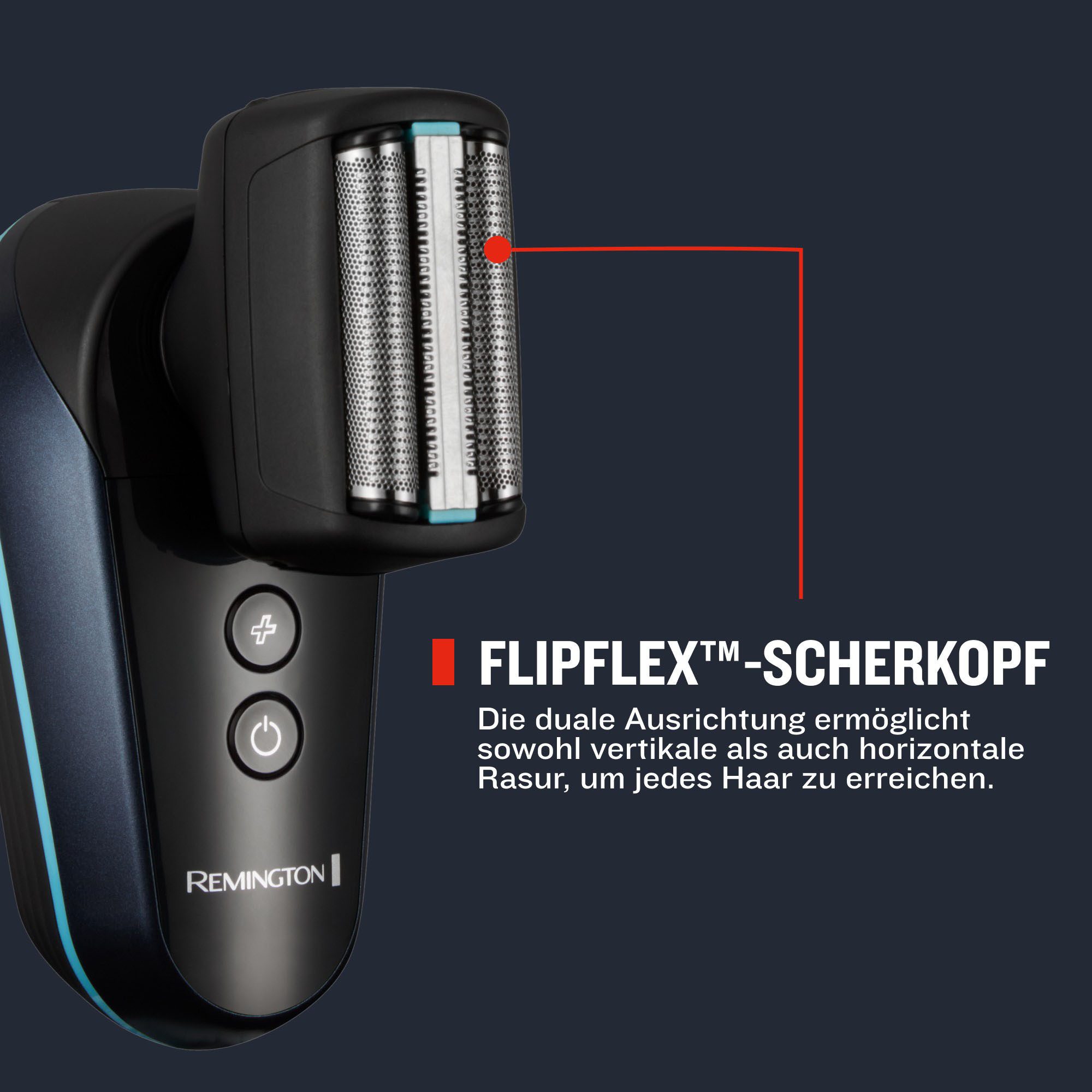 Remington Glatzen-Rasierer XF8000, Balder Head & Face Elektrorasierer für Nass-& Trockenrasur blau|schwarz