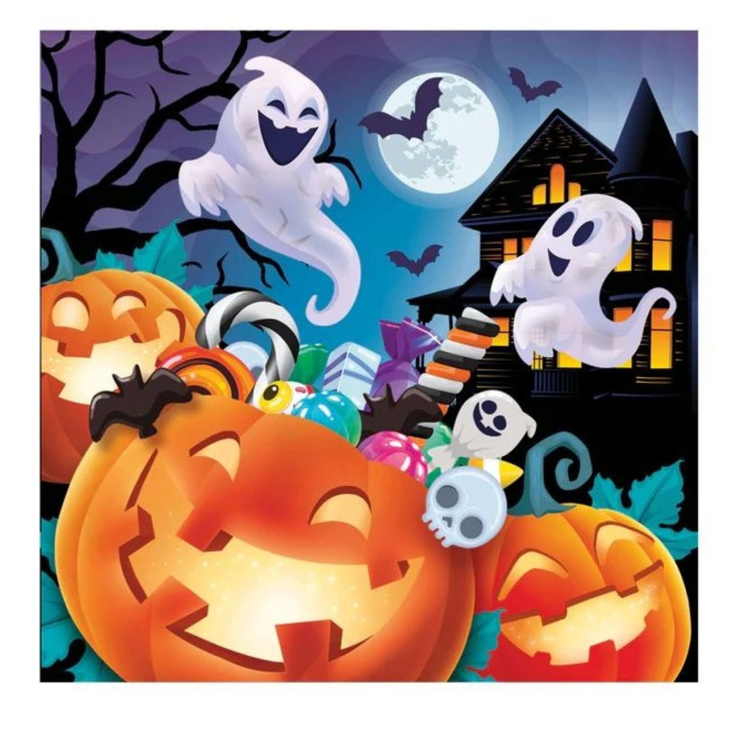Fiestas Guirca Papierserviette Halloween 'Geister & Kürbisse', Servietten 33x33c