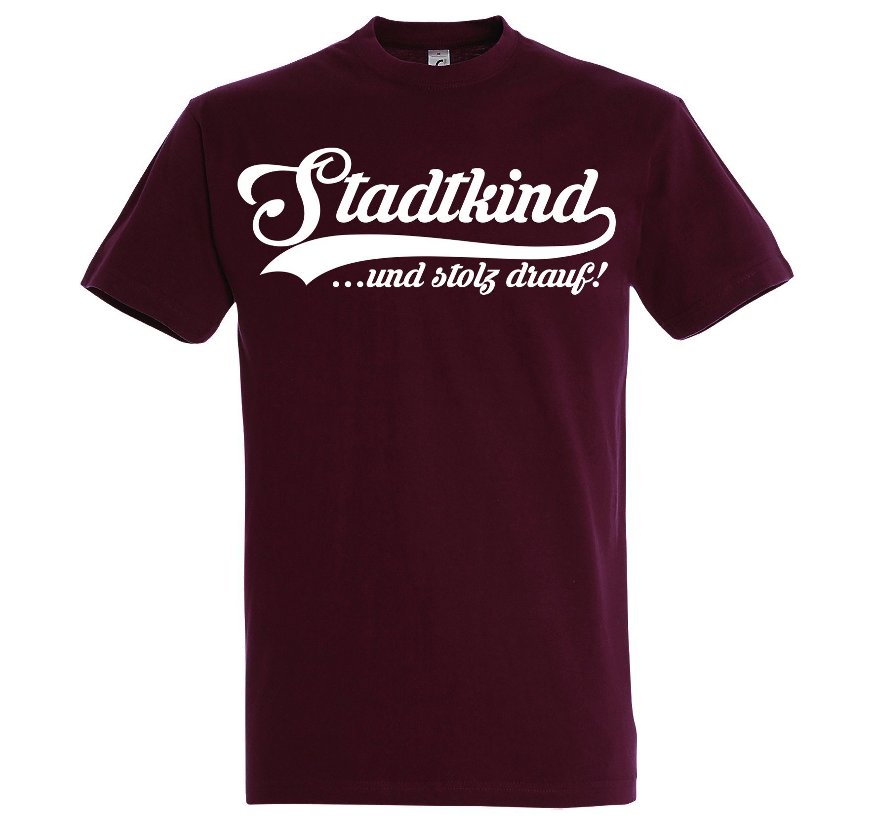 T-Shirt mit Shirt trendigen Herren Burgund Frontprint Youth Stadtkind Designz