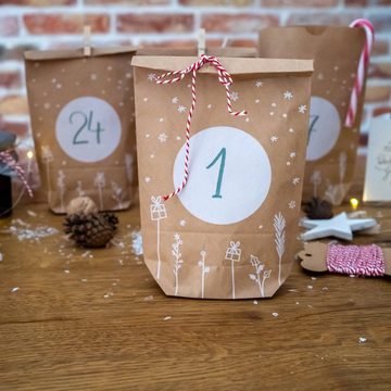 Eine der Guten Verlag Geschenkpapier 24 Geschenktüten mit 24 FSC-Holz Miniklammern