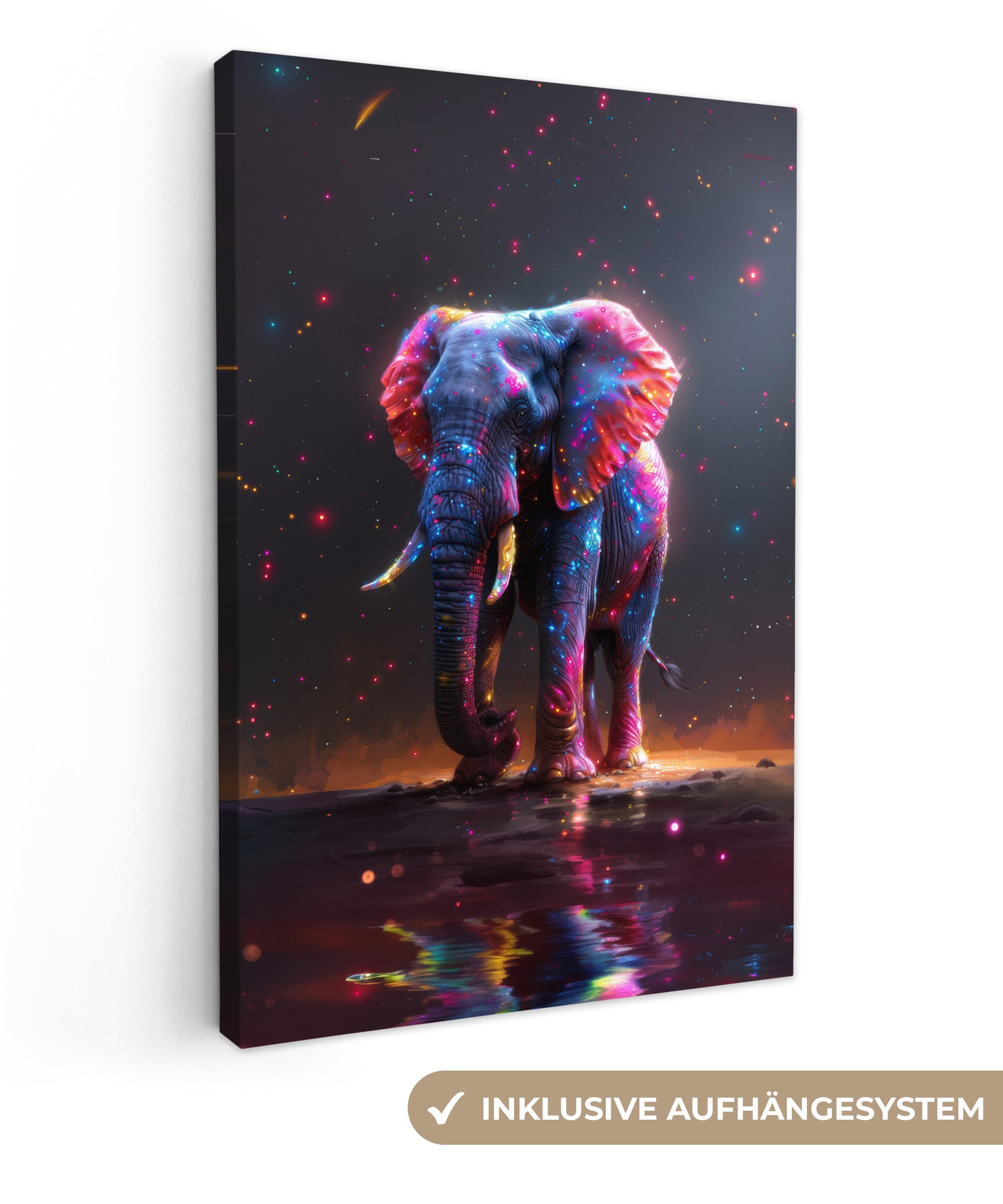 OneMillionCanvasses® Leinwandbild Elefant - Farben - günstig online kaufen