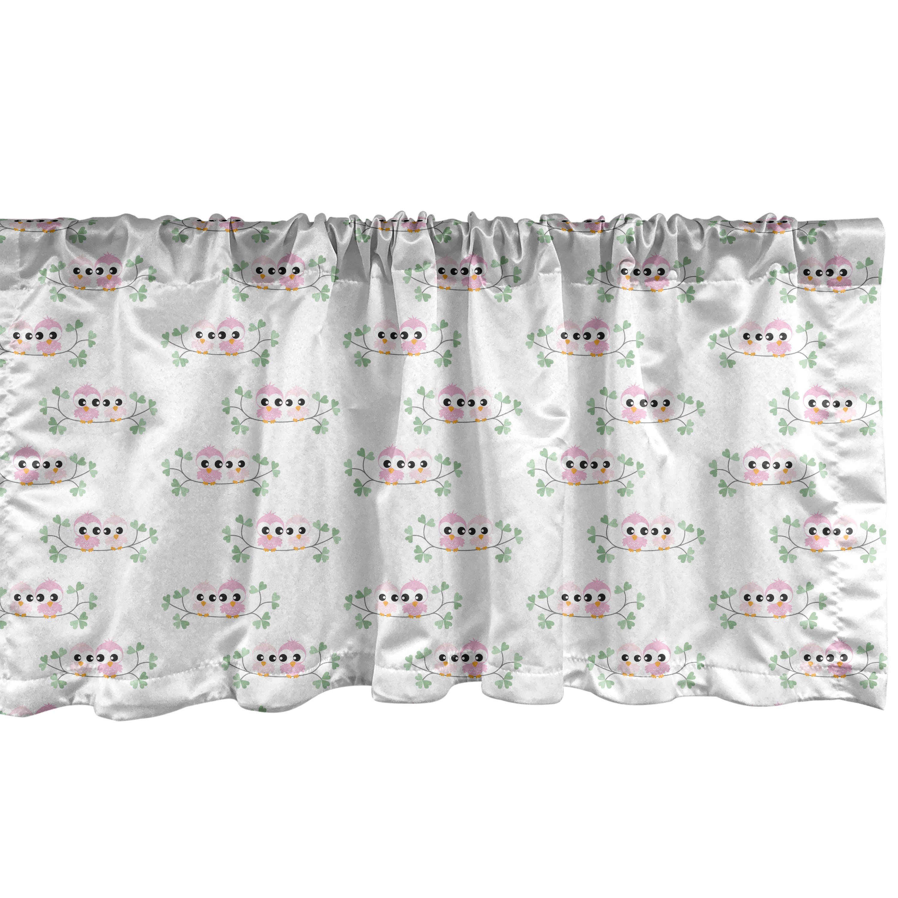 Scheibengardine Vorhang Volant für Küche Schlafzimmer Dekor mit Stangentasche, Abakuhaus, Microfaser, Eulen Childish Vögel auf Niederlassung