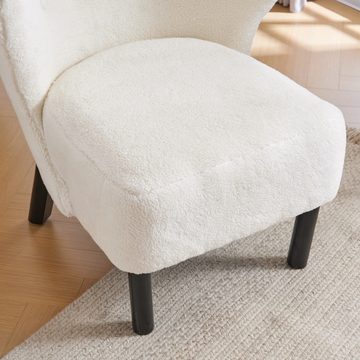 IDEASY Gartenstuhl Loungesessel, Lammwolle, extragroße Sitzbreite 58 cm, Sitztiefe, 56,5 cm, gefüllt mit hochelastischem Schaumstoff, weiß/braun