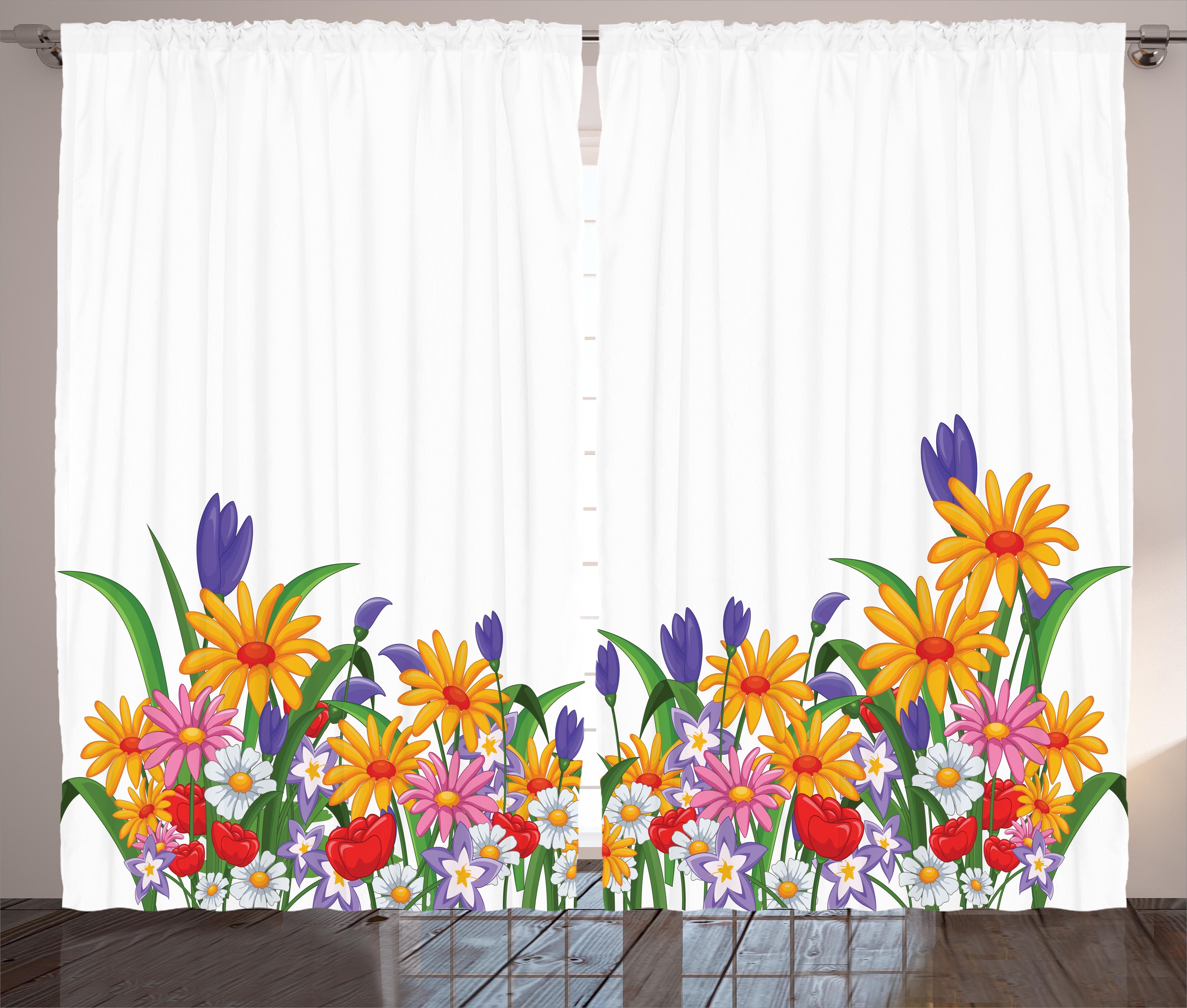 Blume Gardine Abakuhaus, Schlafzimmer Tulpen Kräuselband Vorhang Haken, Garten mit Schlaufen Cartoon und