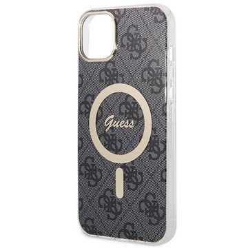 Guess Handyhülle GUESS Schutzhülle für Apple iPhone 14 Plus Hard Case 4G Print MagSafe Cover Etui Schwarz