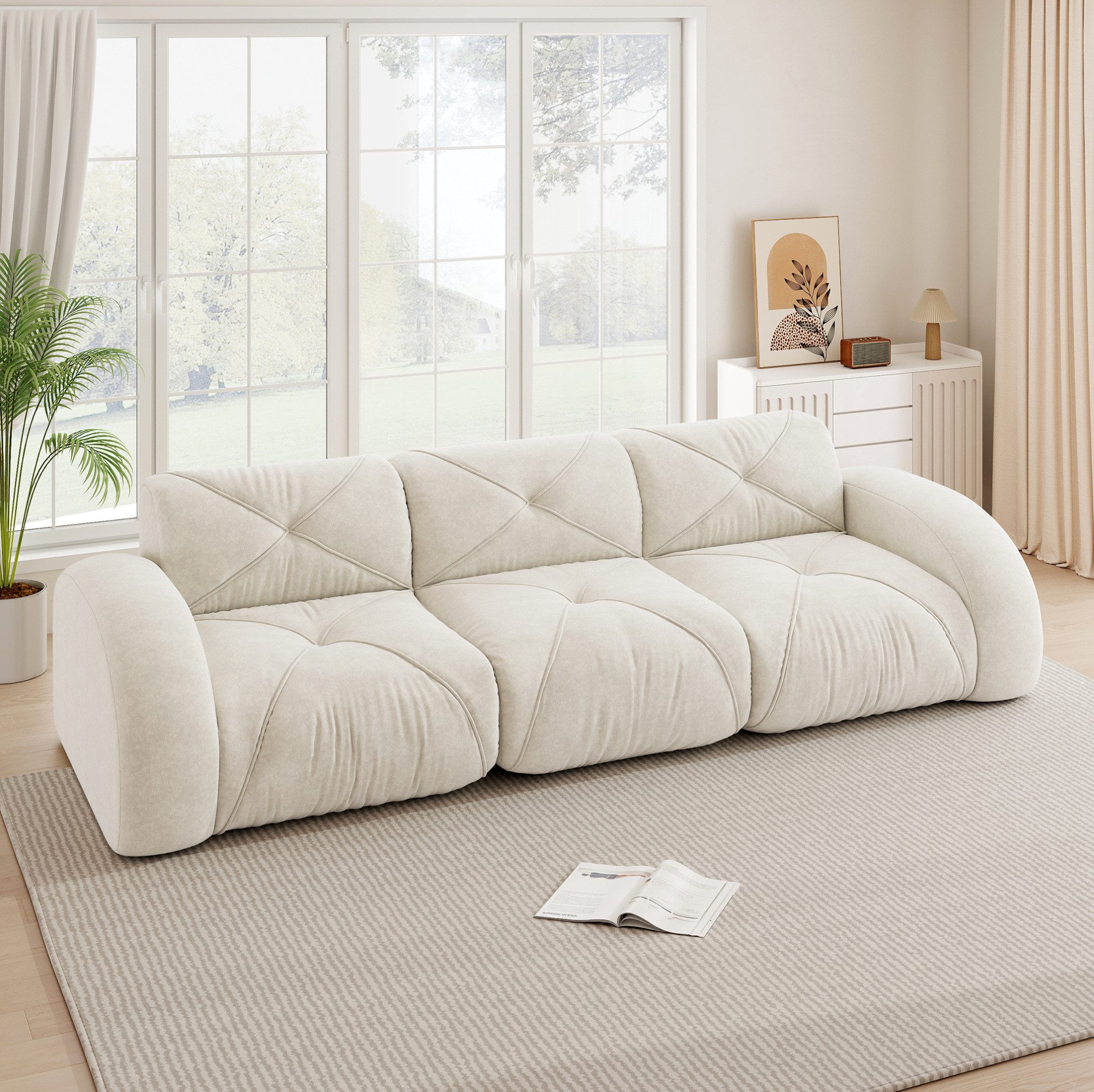 OKWISH Loungesofa 2–4-Sitzer-Modulsofa, mit vielfältigen Kombinationen, inklusive Hocker, L-/U-Form Optionen und ergonomischem Design für individuelle Wohnraumgestaltung 1 Teile