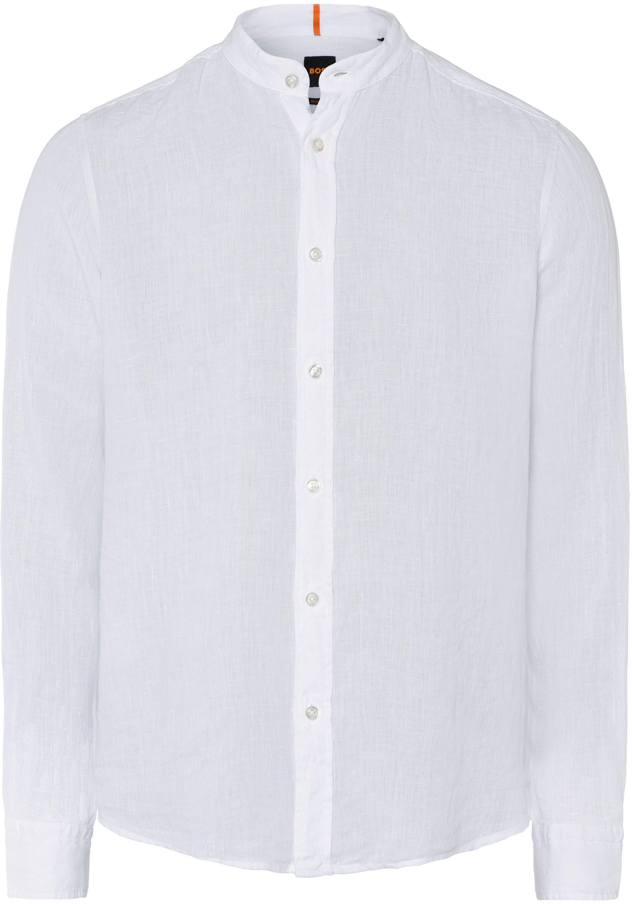 HUGO BOSS ORANGE Langarmshirt mit dezenter Label-Stickerei am Manschettenschlitz white100