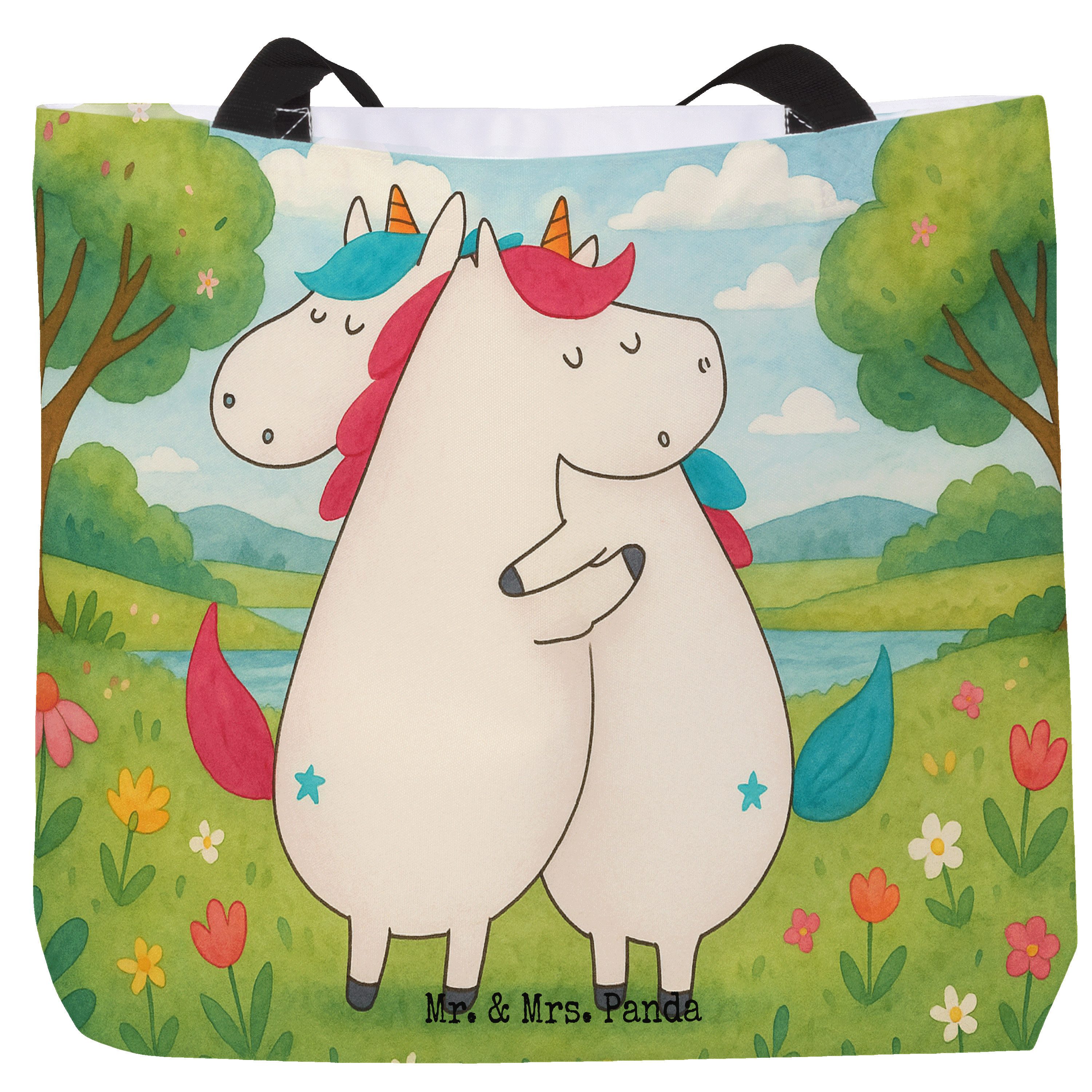 Shopper Einhörner Umarmen Design, Reisetasche, Weiß, Freundinnen, Tote Bag, F