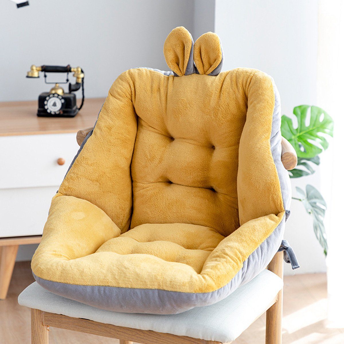 Samt, Sitzkissen bequemes dickes, Gelb götäzer und Doppelschichtiger weiches 45×45cm integriertes Stuhlkissen Sitzkissen,