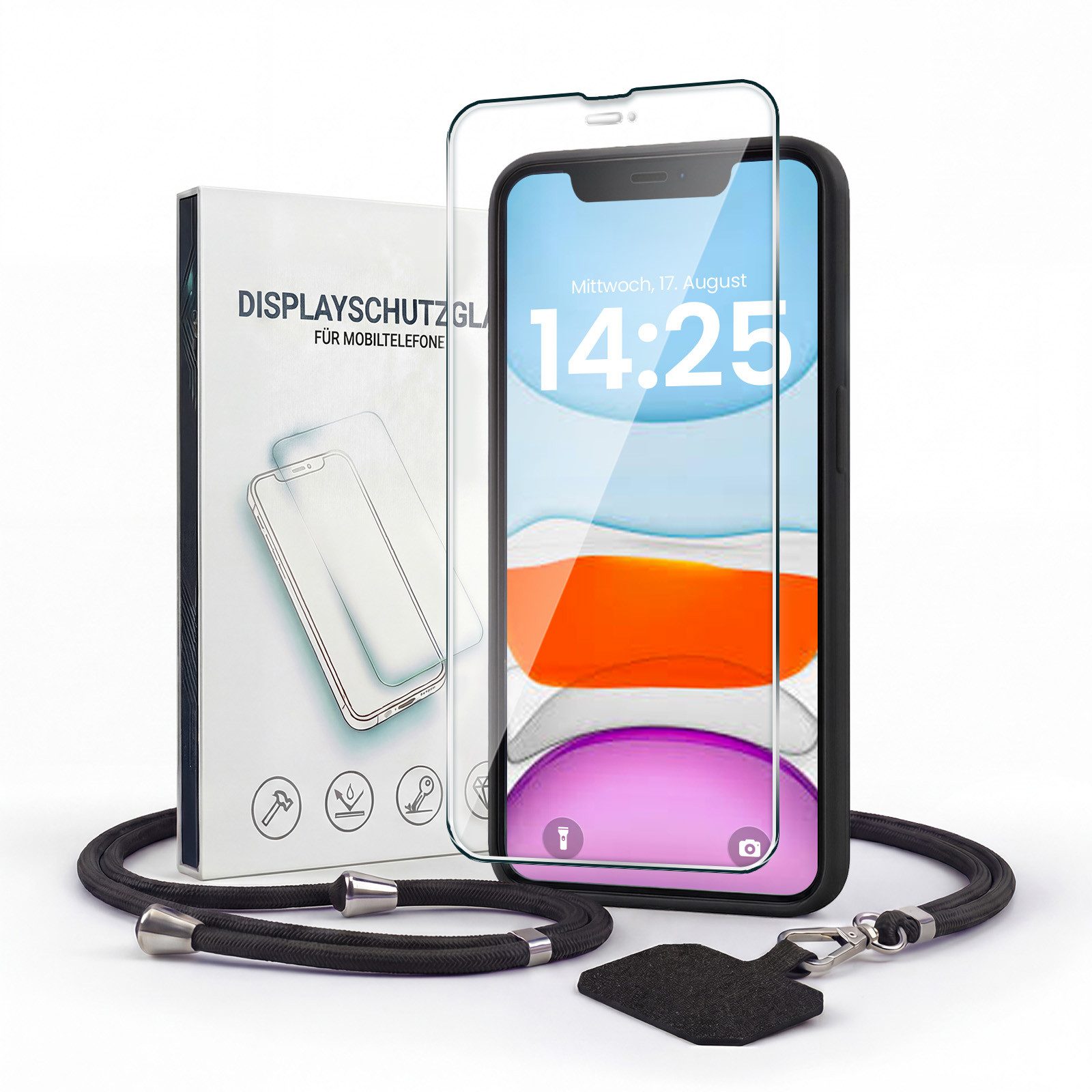 Handyhülle SoftGrip Cover Hülle mit Trageband für Apple iPhone 11 6.1 Zoll, 6.1, Handy Case Kameraschutz mit Handykette Handyband Umhängeband Lanyard