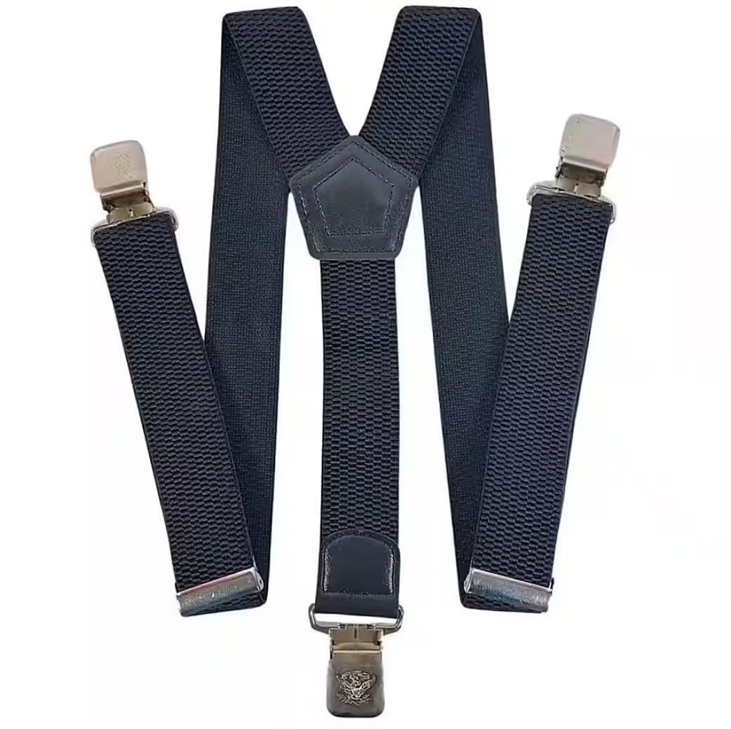 Ware aus aller Welt Hosenträger schwarz starke Y Hosenträger 40 mm breit mit starke Krallenclips