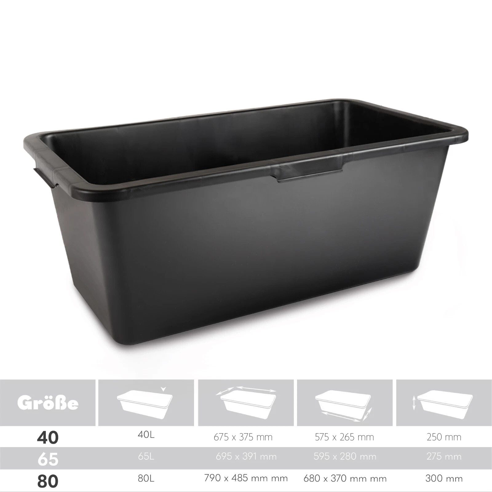 Prima-Online Mörtelkübel Mörtelkasten 40L / 65L / 80L Mörtelwanne, (1-tlg), [ 1 Stück 40L ] – Bild 5 von 5