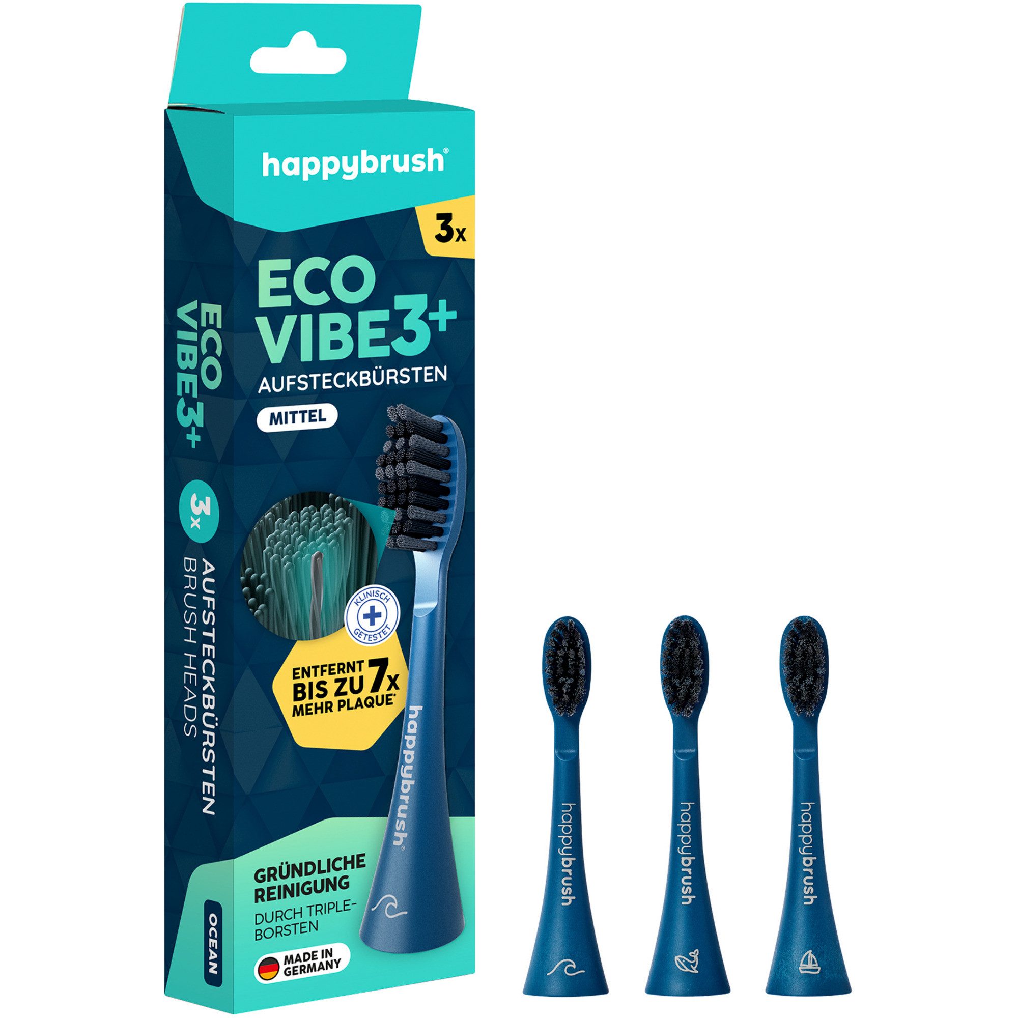 happybrush Aufsteckbürsten happybrush ECO VIBE 3 Auftsteckbürsten