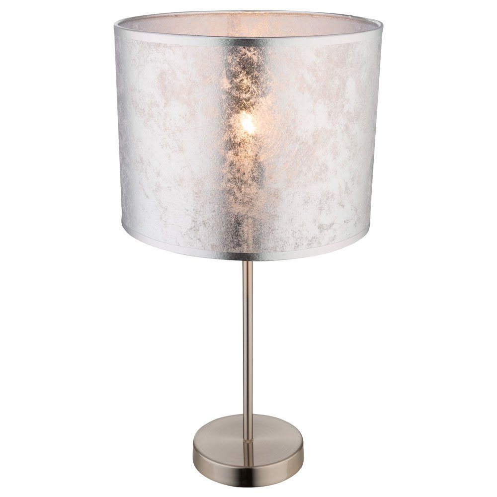 Wohn Warmweiß, Design Leuchte etc-shop Leuchtmittel LED Lese im metallic Tisch inklusive, Zimmer Lampe silber Tischleuchte, Textil