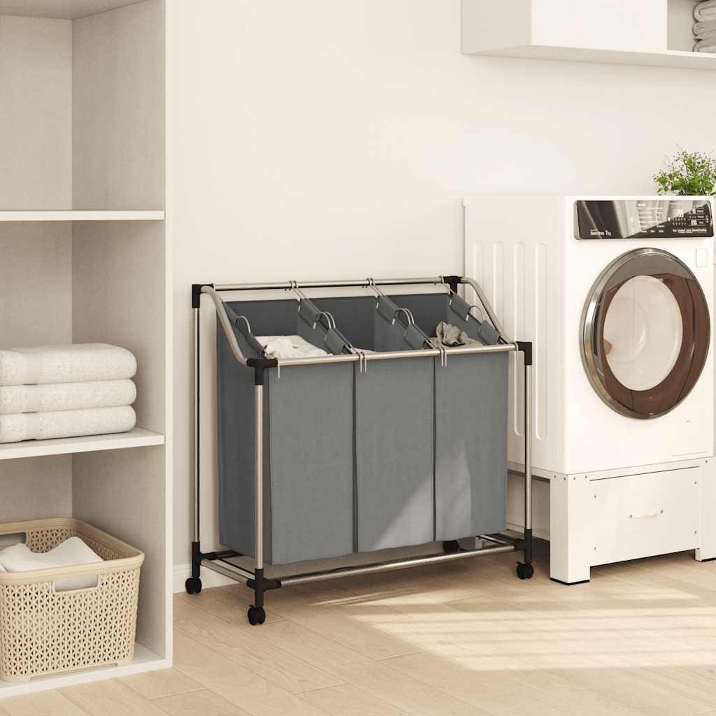 vidaXL Wäschekorb Wäschekorb mit Rollen 3 günstig online kaufen